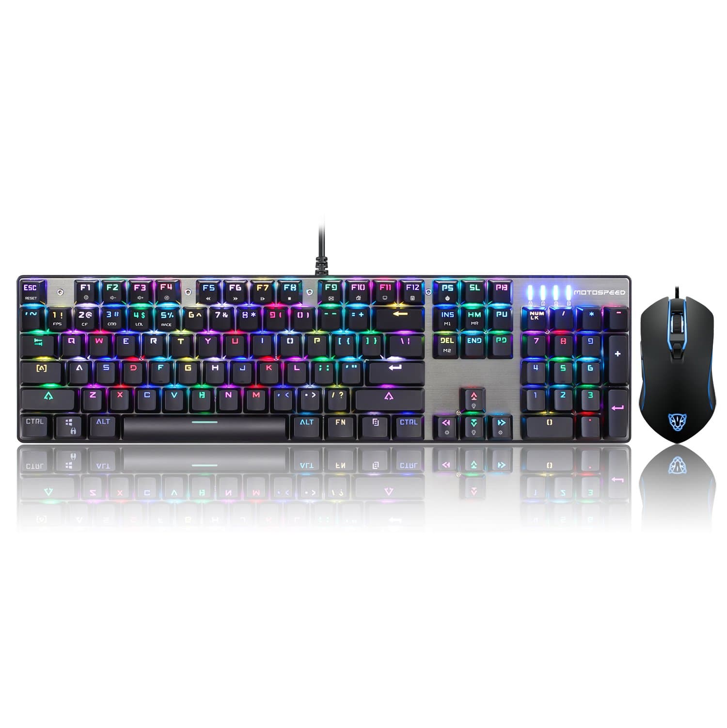 Motospeed Gaming Mouse USB Mechanical Keyboard USB Green axis Multi Color Backlit