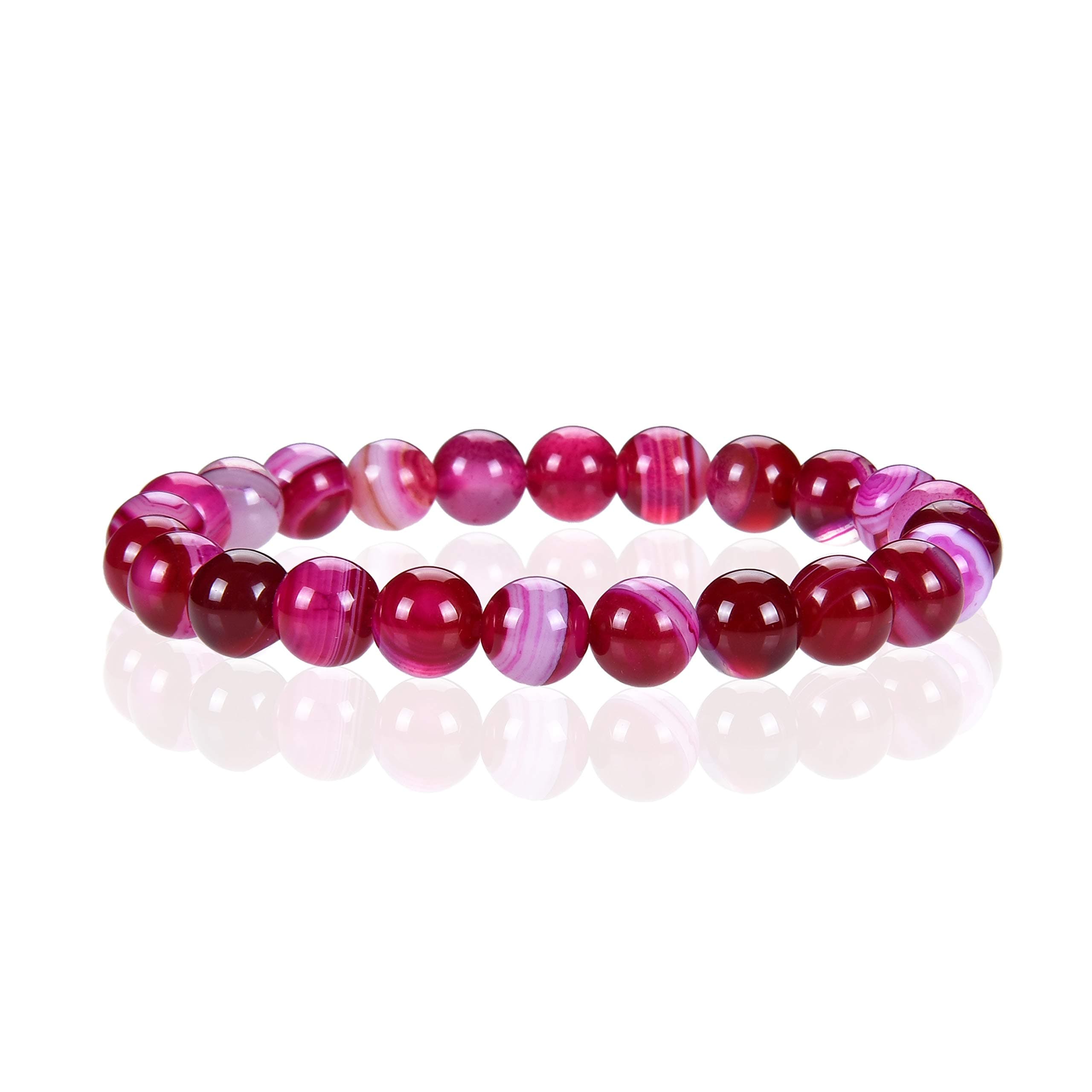 Gemstone Beaded Stretch Bracelet 8mm Round Beads 7"