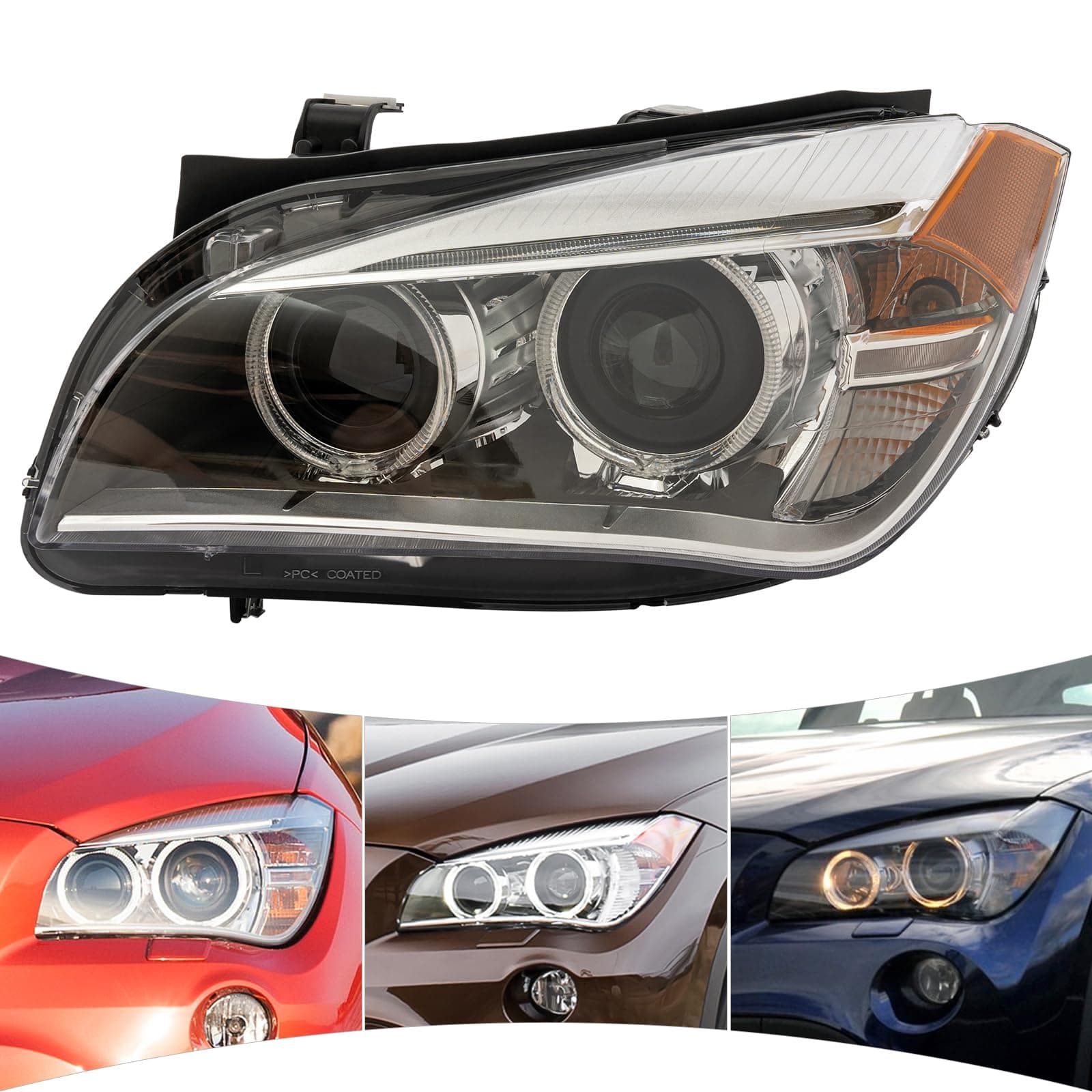 Xenon Headlight, Front Headlight Fit For 2013 2014 2015 BMW X1 HID With AFS, Headlight Assembly Direct Replacement Fully Compatible, OE 63117290271 (Driver Side)