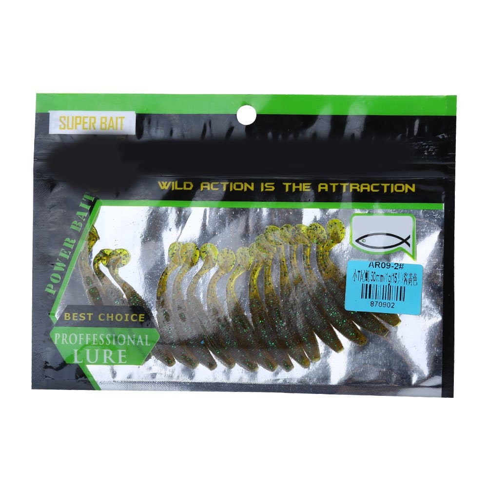 15 Pcs/Lot Soft Worm Lures, Long Lasting Use Easy to Carry Sturdy and Durable Strong Bait Power Fishing Bait, Convenient to Use for Fisherman The Best Gift(2# Sauce Yellow)