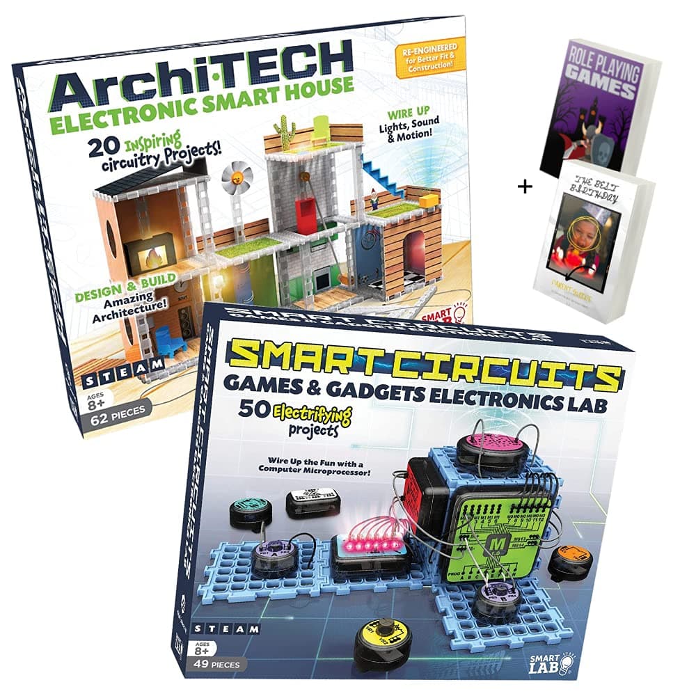 Smart Lab Archi Tech Electronic Smart House Building Kit & Smart Circuits Electronics for Kids Set - STEM Toys Architecture Tools, Construction Set, & Circuit Maker Kids Building Toys with 2X E-Books