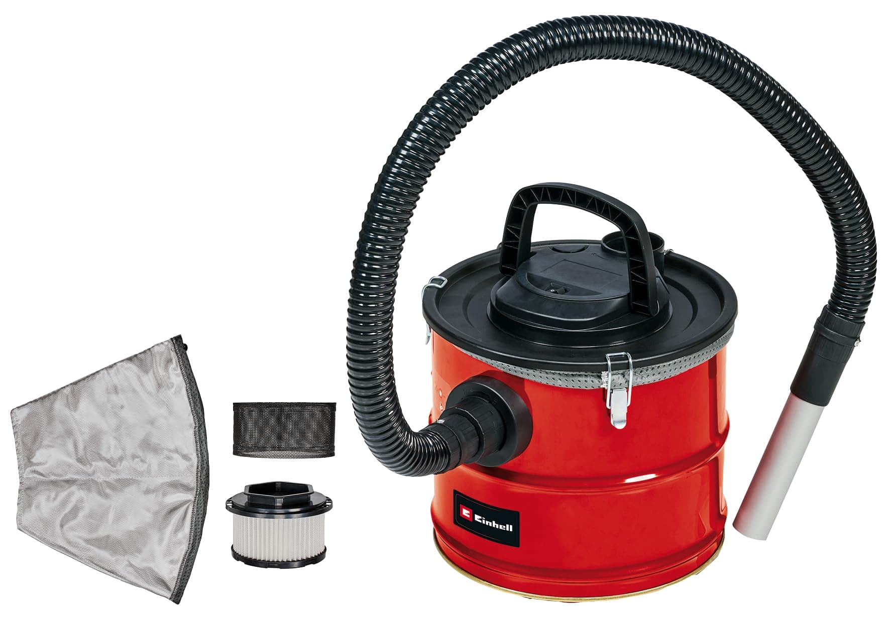 EinhellAsh-piston TC-AV 1718 D Fireplace Vacuum (1200 watts, suction power 170 mbar, 18 L large steel container with quick releases, fine dust pre-filter, pleated filter)