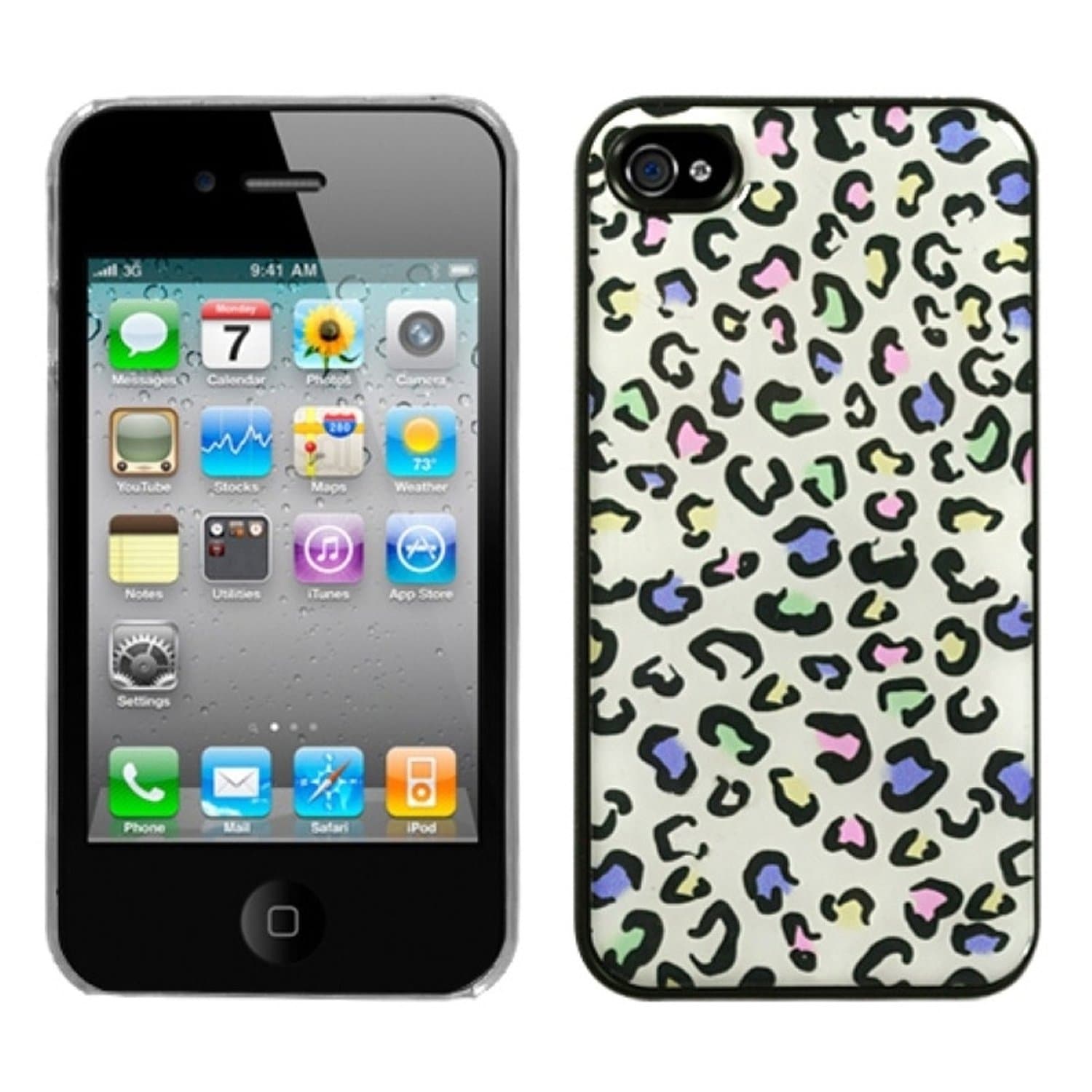 MYBATIPHONE4HPCBKDRM614NP Premium Lightweight Dream Back Case for iPhone 4-1 Pack - Retail Packaging - Colorful Leopard