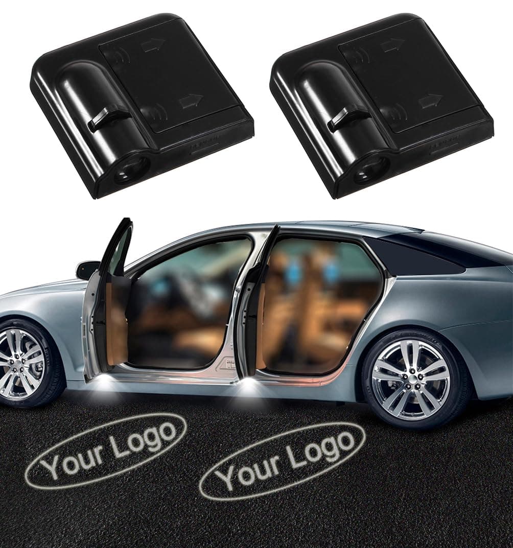 2x Custom Logo Wireless Projector Car Door Step Courtesy Welcome Lights Puddle Ghost Shadow LED Lights - Accept Custom Logo