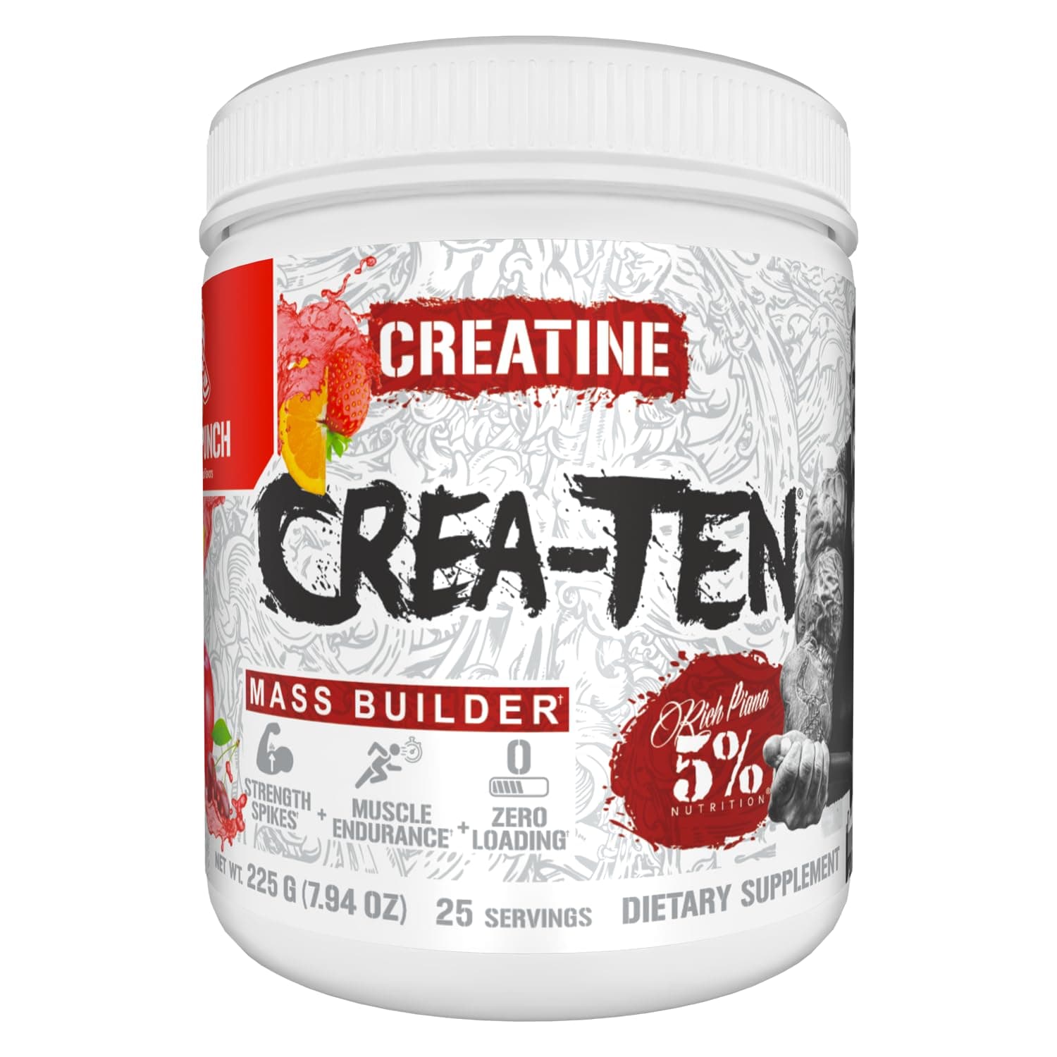 CreaTEN Creatine Complex + Accelerators | Flavored Creatine Powder for Muscle Gain | Max Power, Strength, Endurance, & Recovery (Fruit Punch)