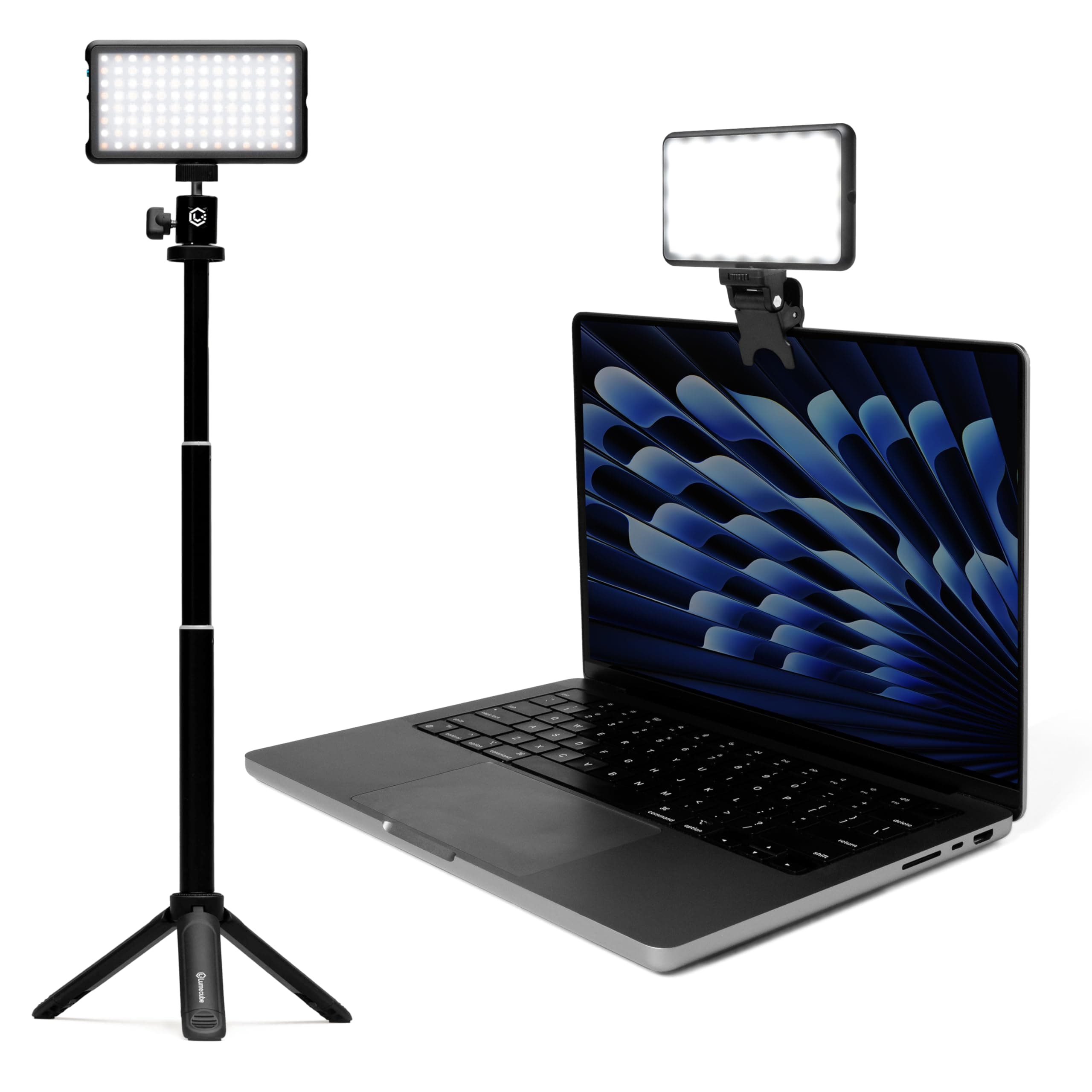 Broadcast Lighting Kit - Webcam Light for Computer - Video Conference Lighting Kit for Laptop - Adjustable Brightness & Color Temperature - Tripod & Suction Mount