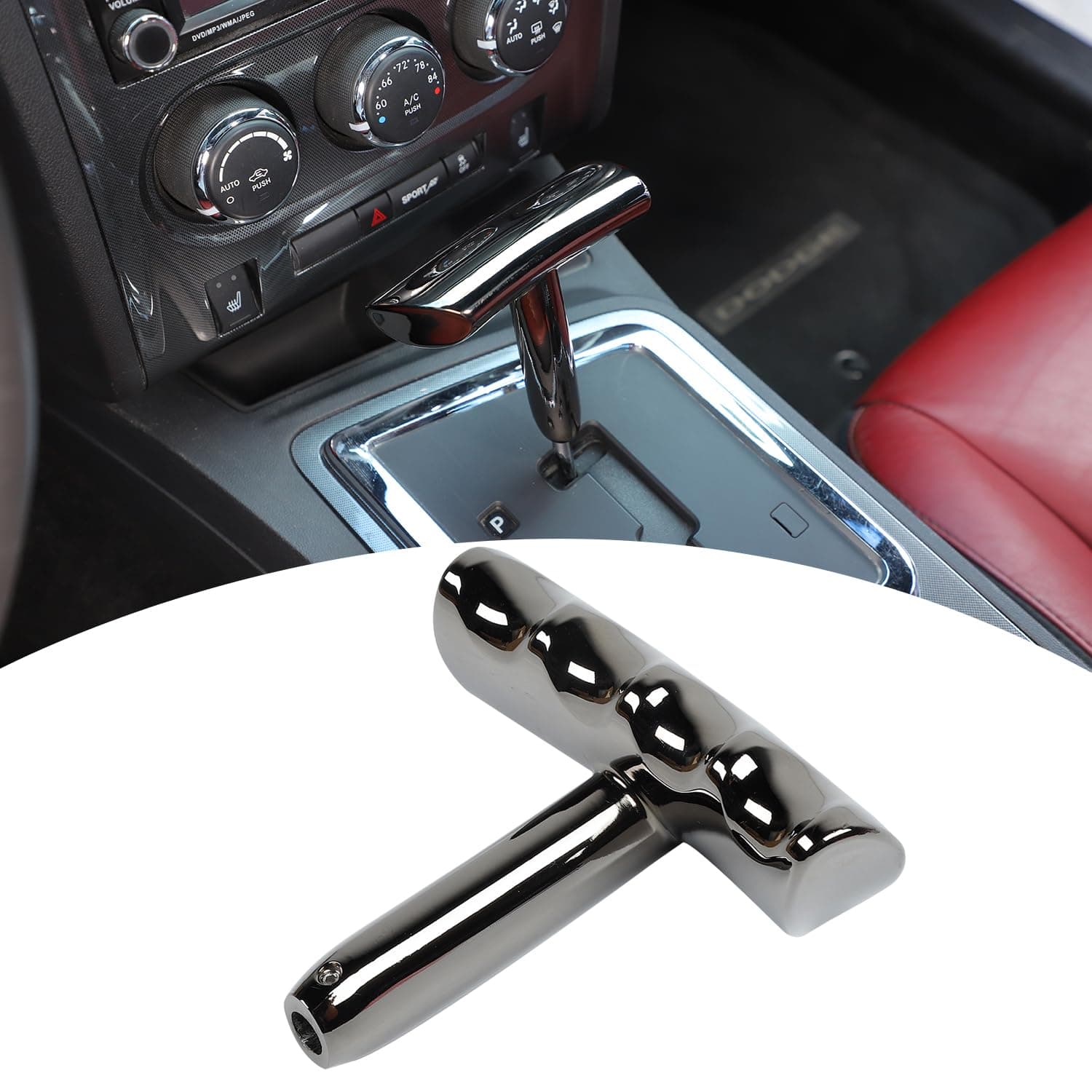 T-Handle Metal Gear Shift Knob Handle for 2008-2014 Jeep Wrangler,2011-2014 Jeep Liberty,2011-2013 Jeep Grand Cherokee,2011-2014 Dodge Durango,2009-2014 Dodge Ram (Black)