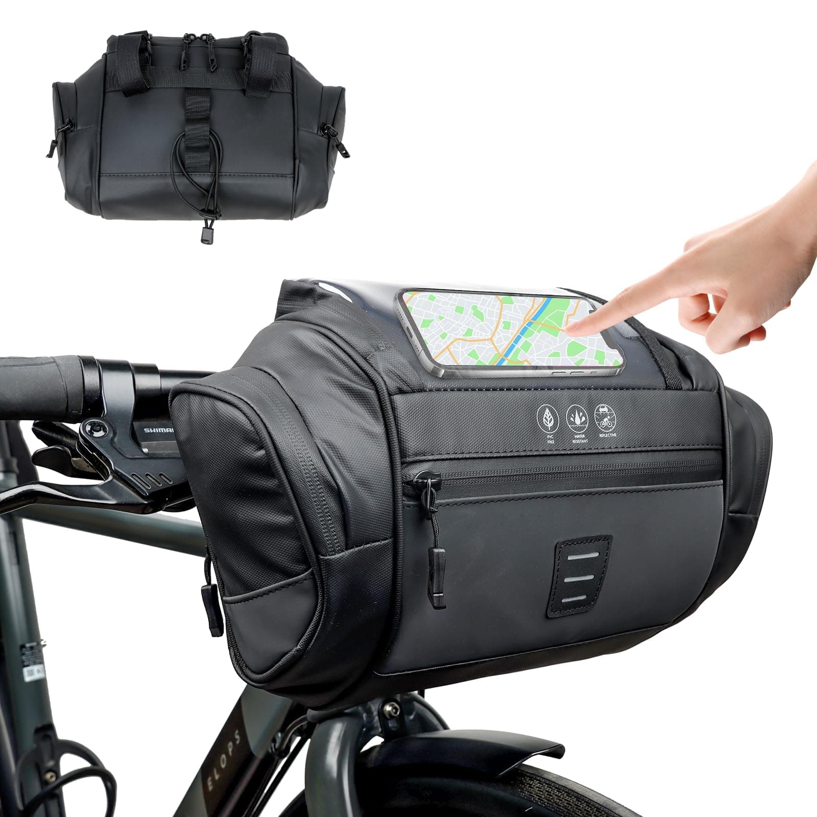 Multi-functional Bike Basket, Waterproof Handlebar Storage Bag with 4.8L Capacity, Reflective Details, and Touch Screen, Versatile Shoulder Strap Included for Mountain Biking and Travel