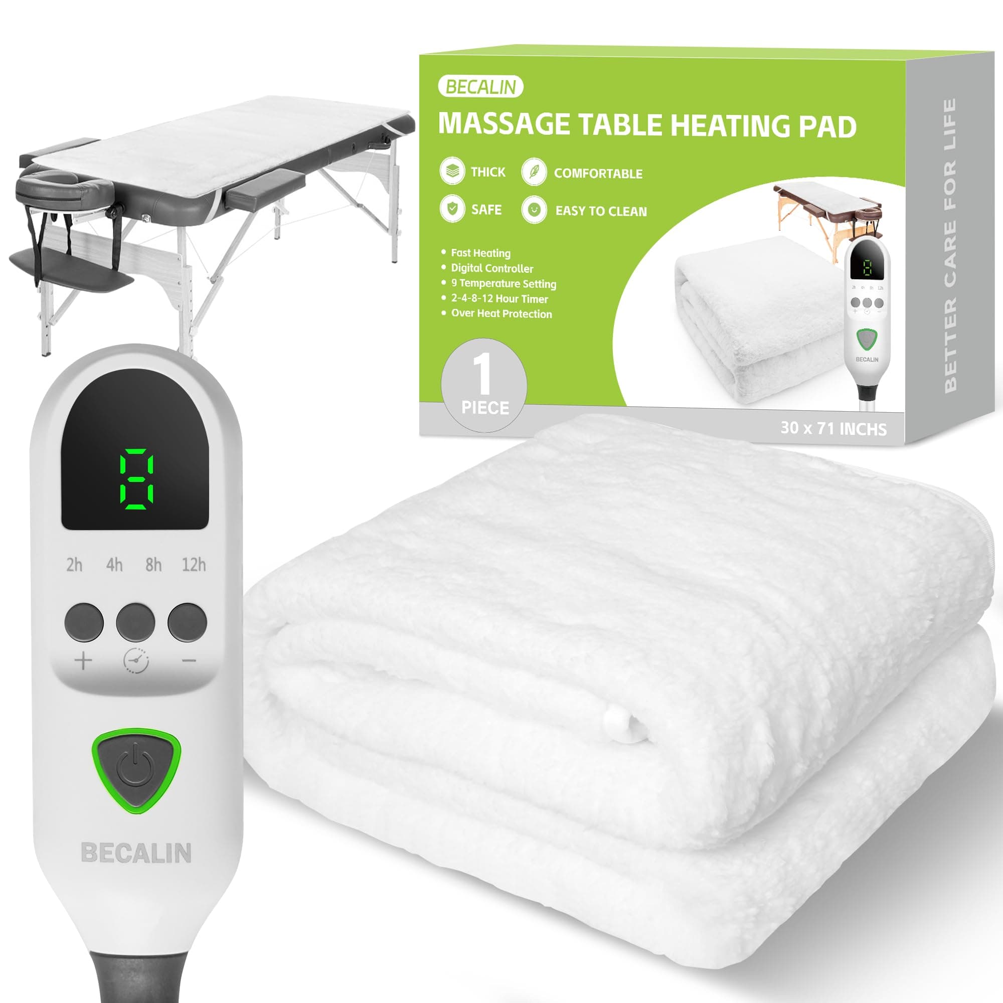 Massage Table Warmer Heating Pad Professional Spa Massage Bed Warmer with Timer 9 Heat Settings Massage Bed & Spa Overheating Protection Thick Soft Fleece 30" x 71"