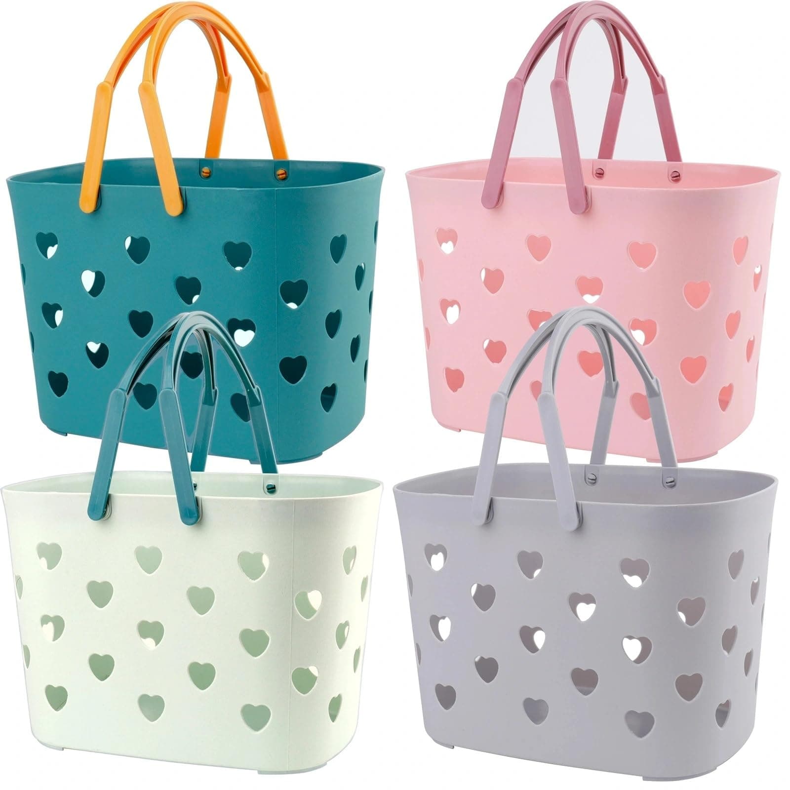 Peohud 4 Pack Portable Shower Caddy Basket with Handle, Plastic Storage Basket Bath Basket for Shower and Care Accessories, Caddy Organizer Bin for Bathroom, College Dorm, Pantry, Kitchen