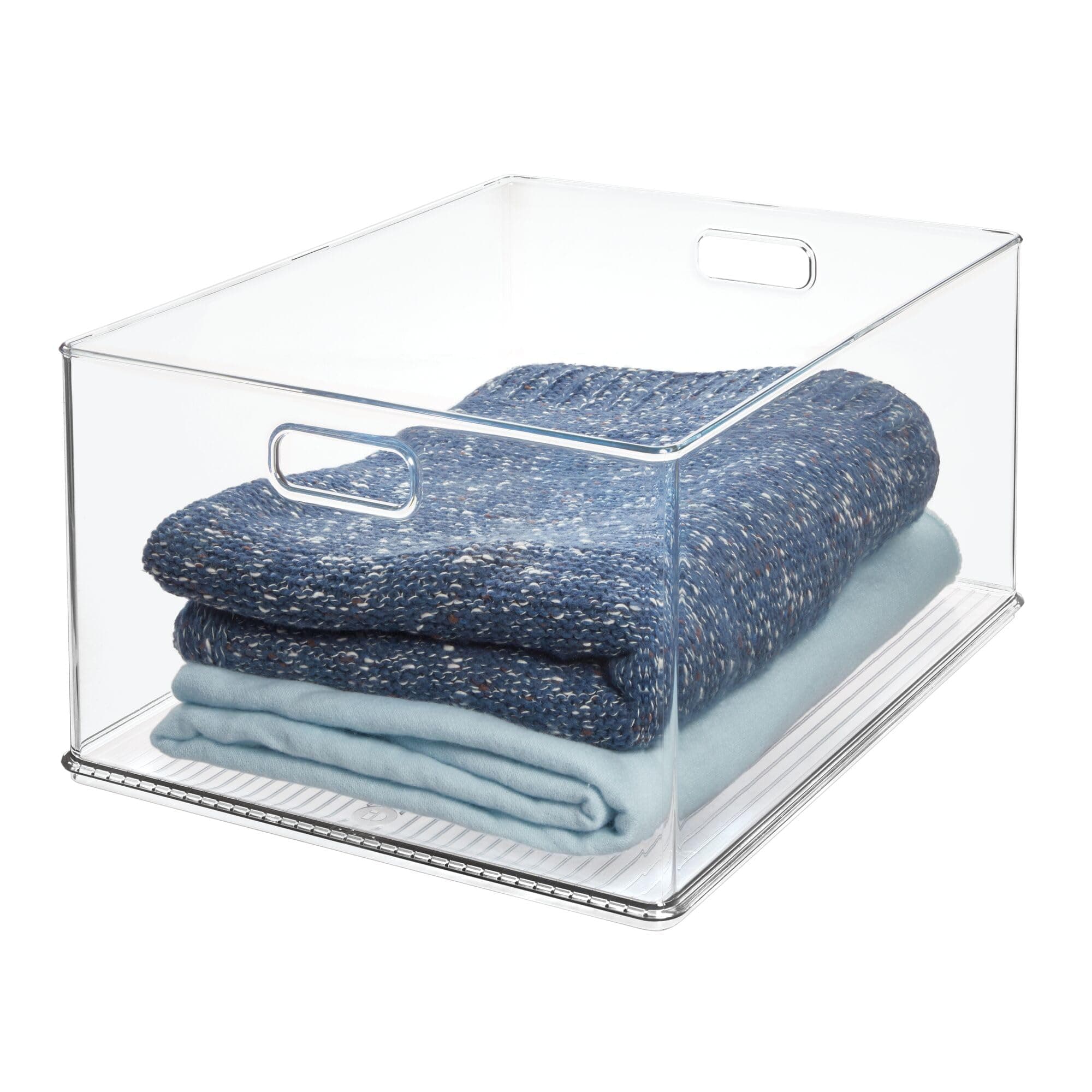 Recycled Plastic Stackable Storage Bin with Handles - Clear