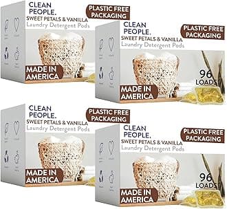 The Clean People Laundry Detergent Pods - Hypoallergenic Laundry Pods - Ultra Concentrated, Recyclable Packaging, Stain Fighting - Sweet Petals & Vanilla, 384 Pack