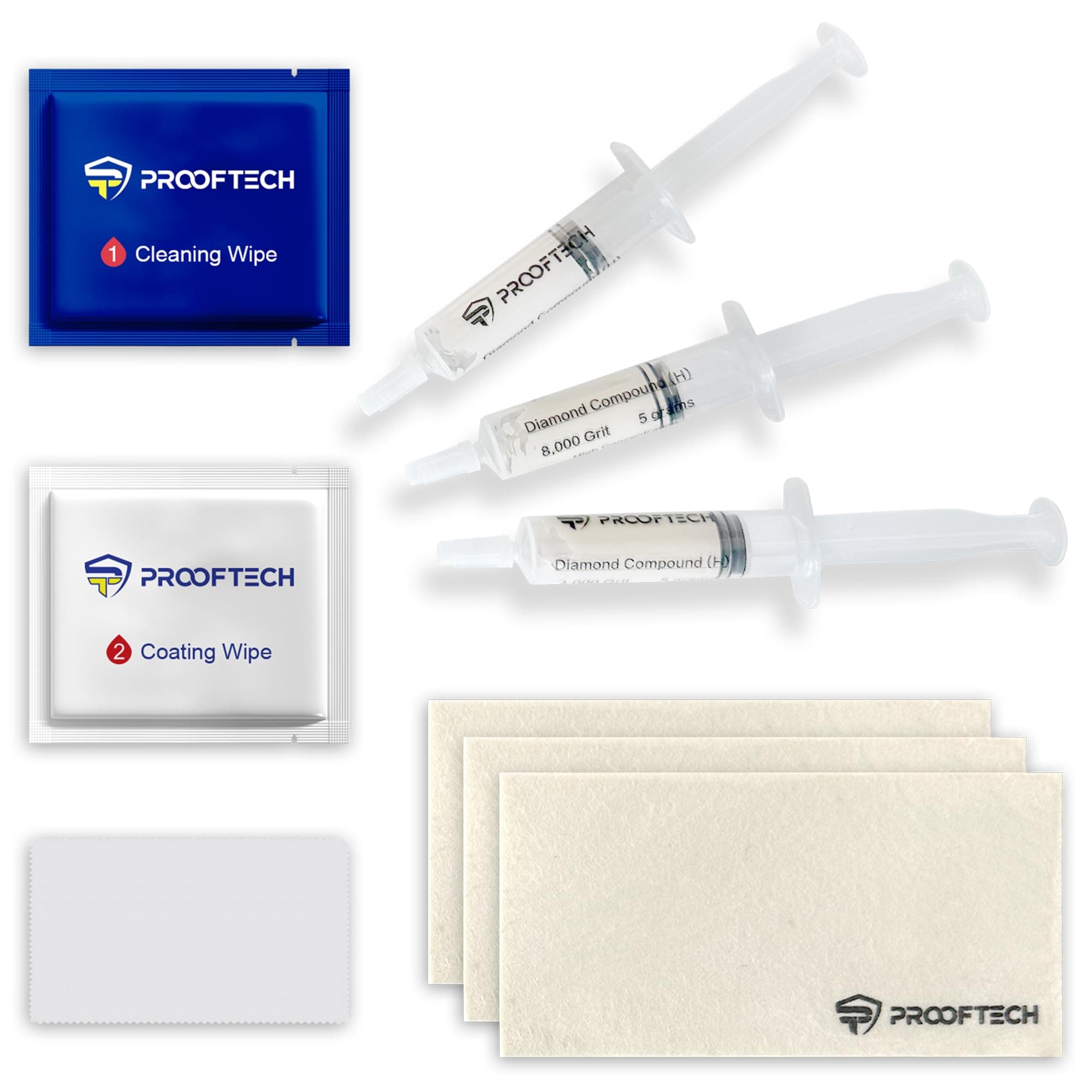 Screen Scratch Remover Repair Kit for All Smartphones Tablets and Watches Complete Set of 3 Diamond Polishing Compounds and 3 Wool Cloths and Oleophobic Coating