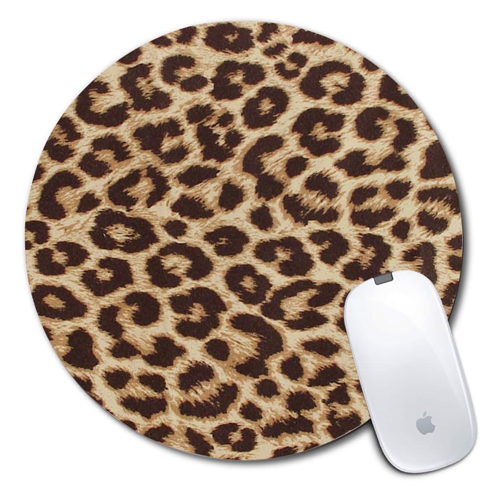 Personalized Round Mouse Pad, Printed Leopard Pattern, Non-Slip Rubber Comfortable Customized Computer Mouse Pad (7.87x7.87inch)