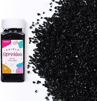 Black Sprinkles for Cake Decorating, 3.52oz Black Sanding Sugar Sprinkles, Edible Glitter Sprinkles for Cupcake Toppers Baking Drinks Cookie Ice Cream Dount Chocolate