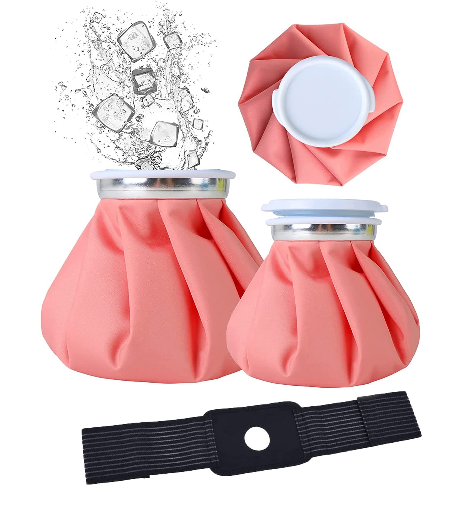 Ice Cold Pack Reusable Ice Bag Hot Water Bag for Injuries, Hot & Cold Therapy and Pain Relief, 3-Pack, 3 Sizes (6"/9"/11"), (for Hot Therapy no more than 58℃/136.4℉) (pink)