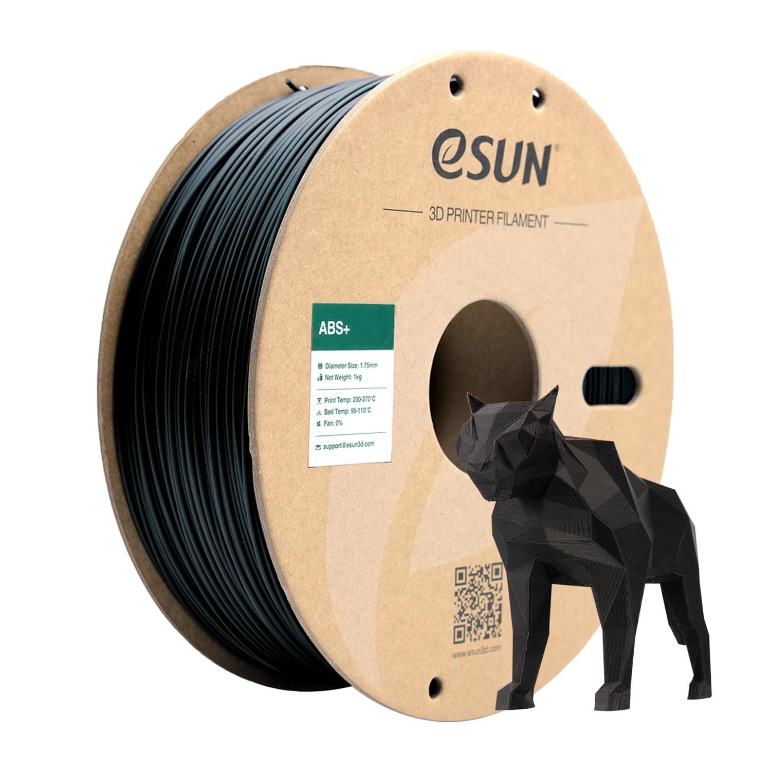eSUN ABS+ Filament 1.75mm, 3D Printer Filament ABS Plus, Dimensional Accuracy +/- 0.05mm, 1KG Spool (2.2 LBS) 3D Printing Filament for 3D Printers, Black