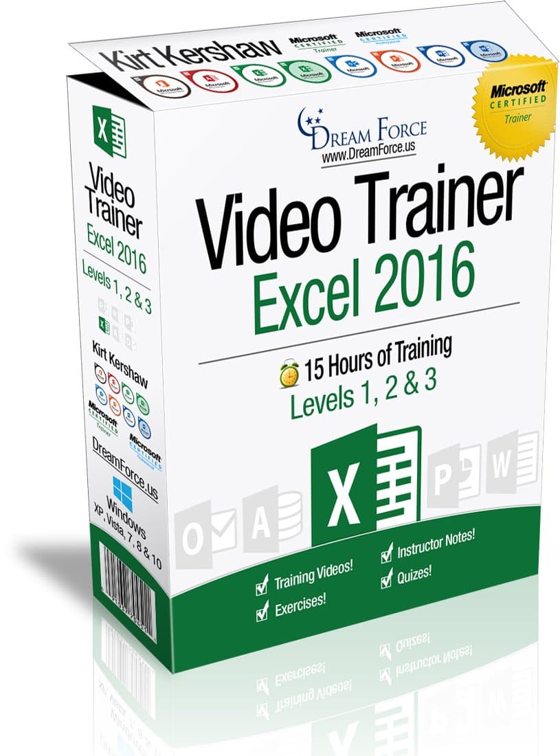 Excel 2016 Training Videos – 15 Hours of Excel 2016 training for Microsoft Office: Specialist, Expert and Master, and Microsoft Certified Trainer (MCT), Kirt Kershaw