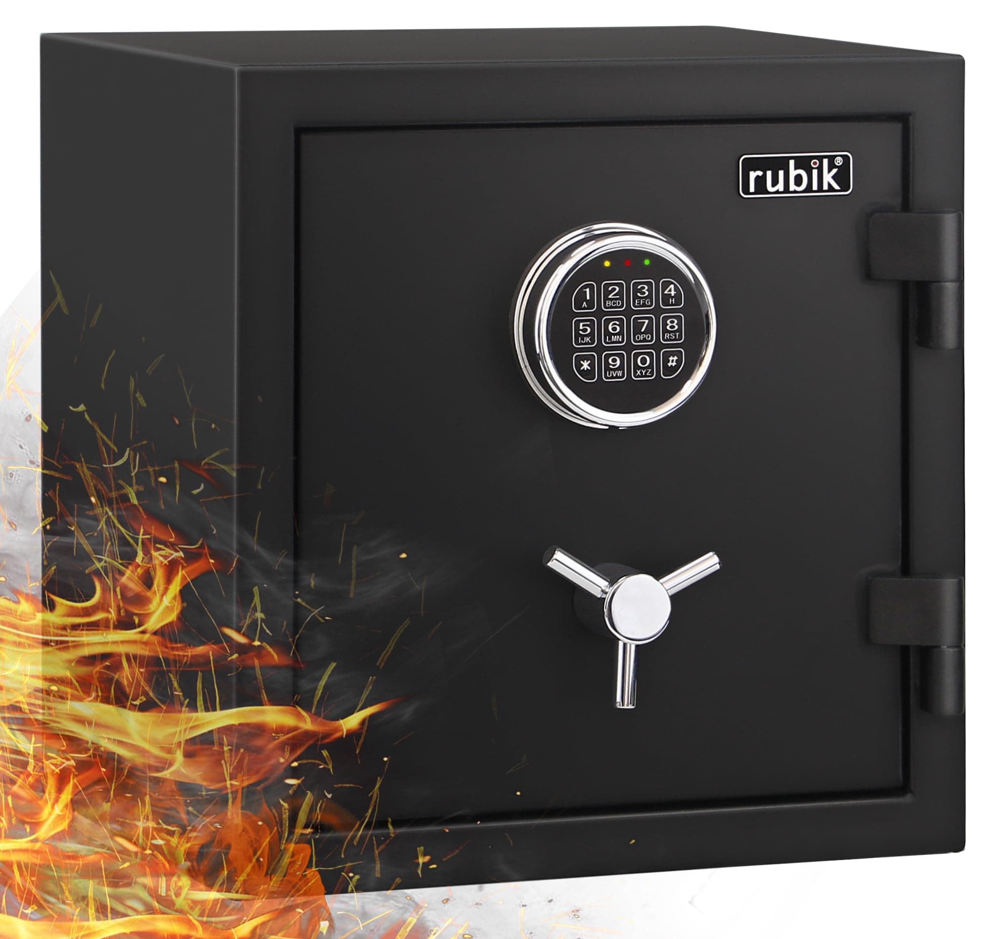 Rubik Fireproof Safe Box with Digital Keypad and Key Lock for Home Office Protect Money Jewelry A4 Documents Passport RBFP40 (Size 40x38x31cm) Black