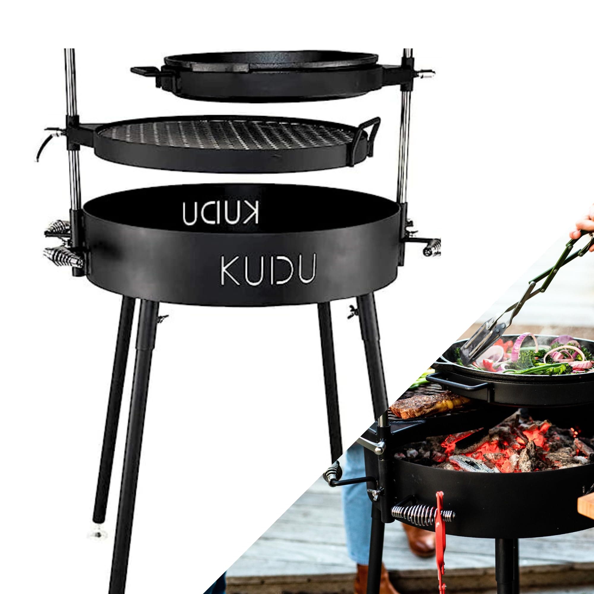 KUDU Grill - Open Fire BBQ Grilling System, Portable Charcoal Grills