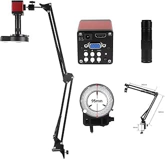 DKP HDMI/VGA 5-50mm Wide-Angle Industrial Lens for Cell Phone Motherboard Repair HD Camera Video Microscope Industrial Camera Microscope Sets HD 16MP 60F/S HDMI VGA Industrial Microscope Camera