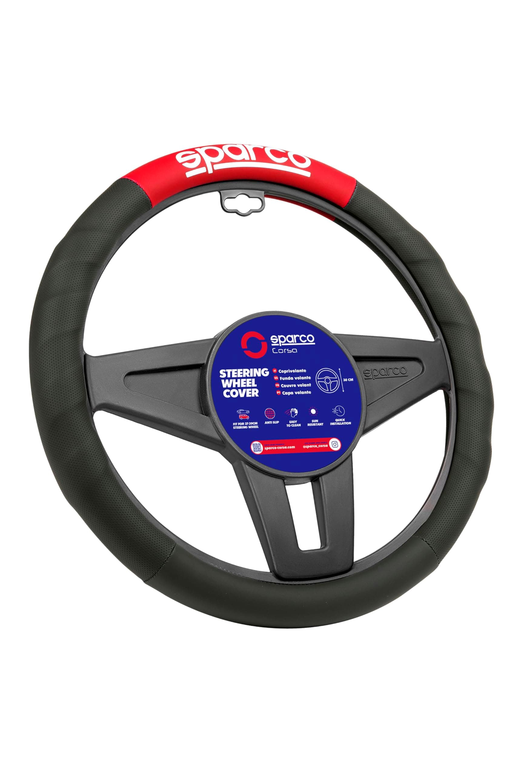 SPARCO SPC1111RS Coprivolante, Nero/Rosso