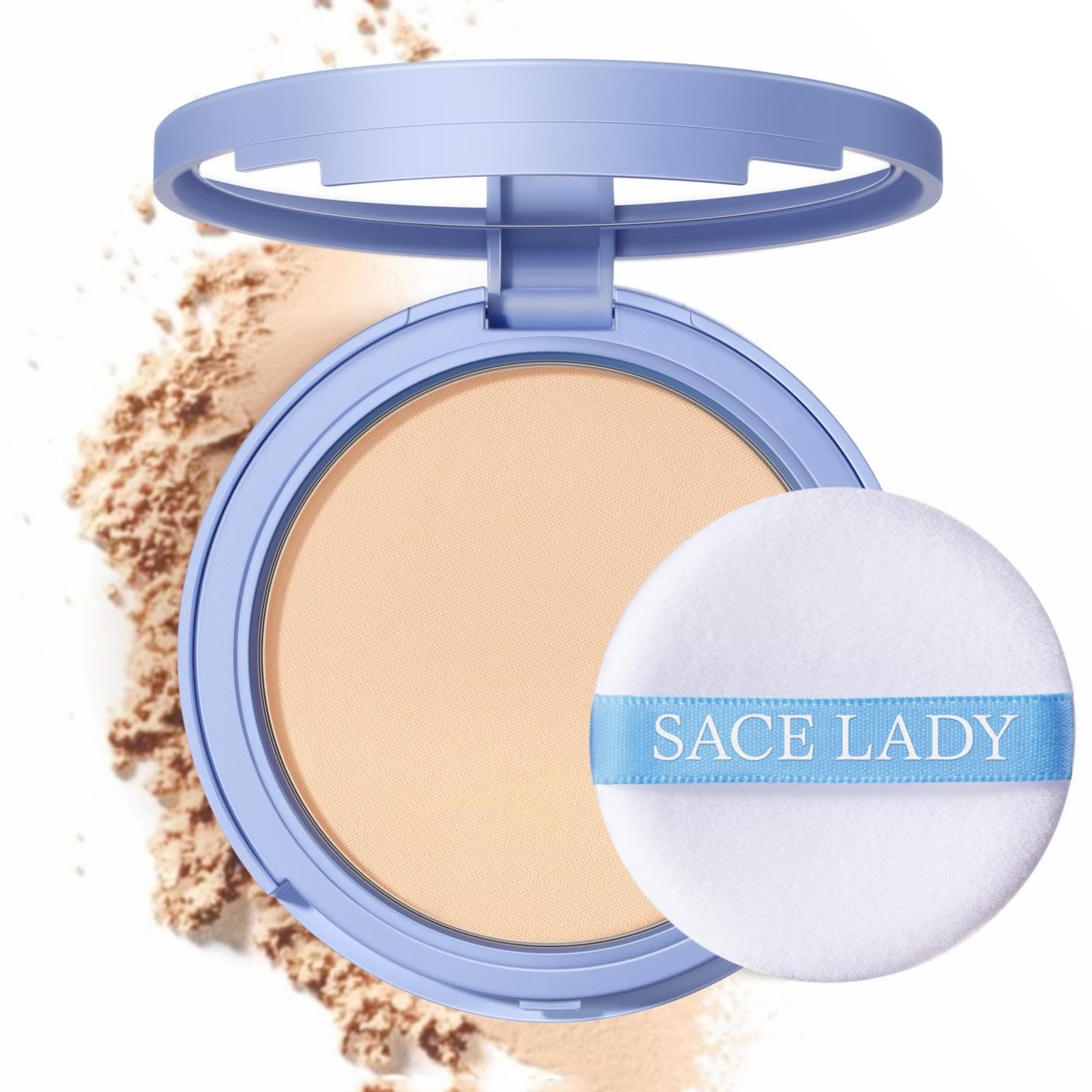 SACE LADY Waterproof Matte Face Setting Powder Compact, Oil Control & Long-Lasting Shine Control, Lightweight Smooth Finish, 0.35oz (#01)