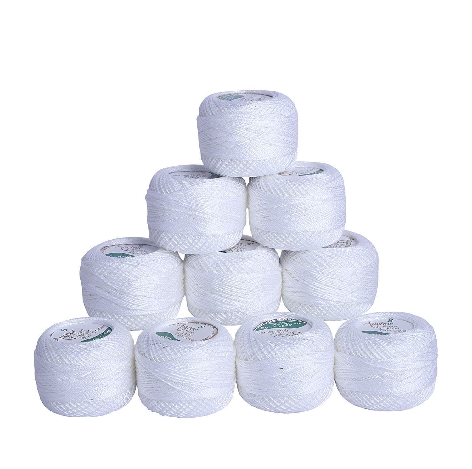 Crochet Cotton Pearl Threads (10 Pieces, White)