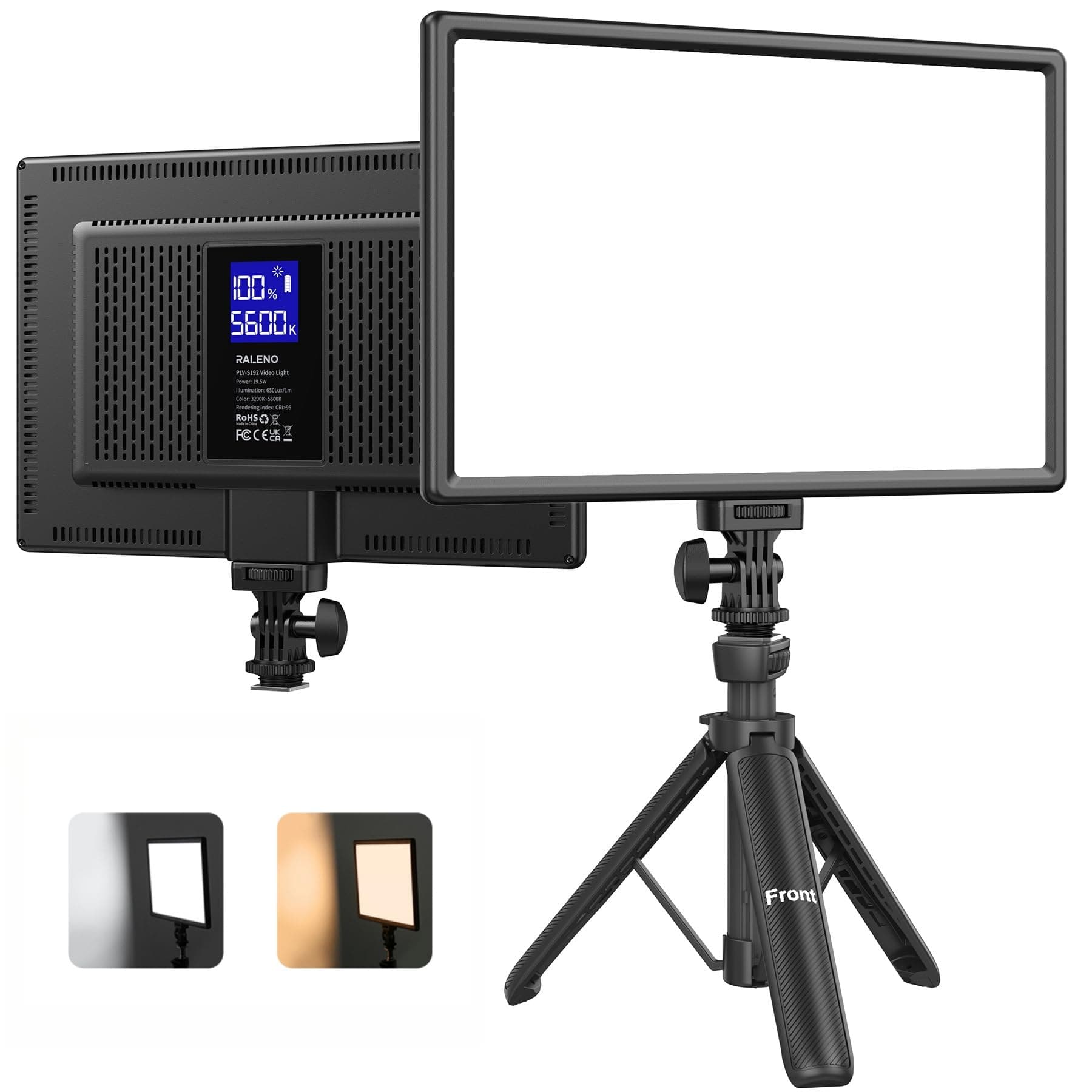 19.5W LED Video Soft Light Panel, 650Lux/m 13" Camera Panel Light Built-in 8000mAh Battery, CRI>95 2500-6500K Photography Studio Lights for TikTok YouTube Video Recording Photography Streaming