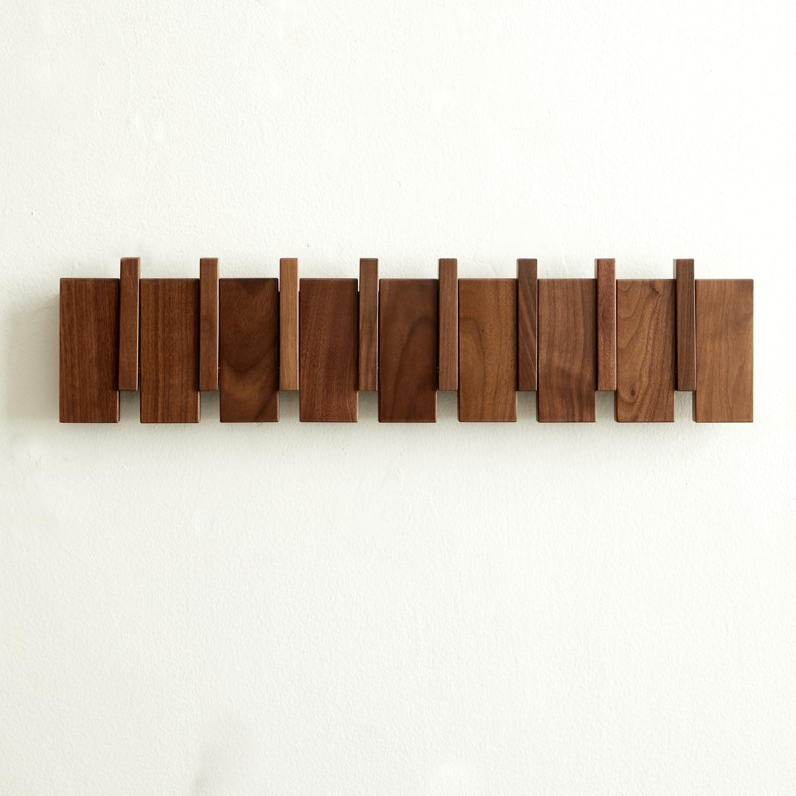 Wood Coat Rack Wall Mount, Coat Hooks Hanger Wall Mounted, Heavy Duty Wall Coat Rack with 8 Hooks for Hanging Coats/Keys/Hats/Robe&Towels/Plants/Bags, Walnut