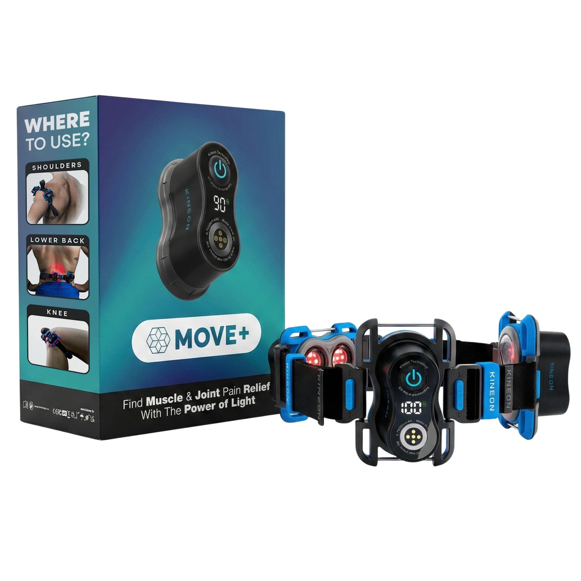 Move+ Red Light Therapy Wrap – LED Light Therapy for Targeted Muscle Recovery, Inflammation, Joint Health & Mobility - Portable & Hands-Free Infrared Light Therapy for Body