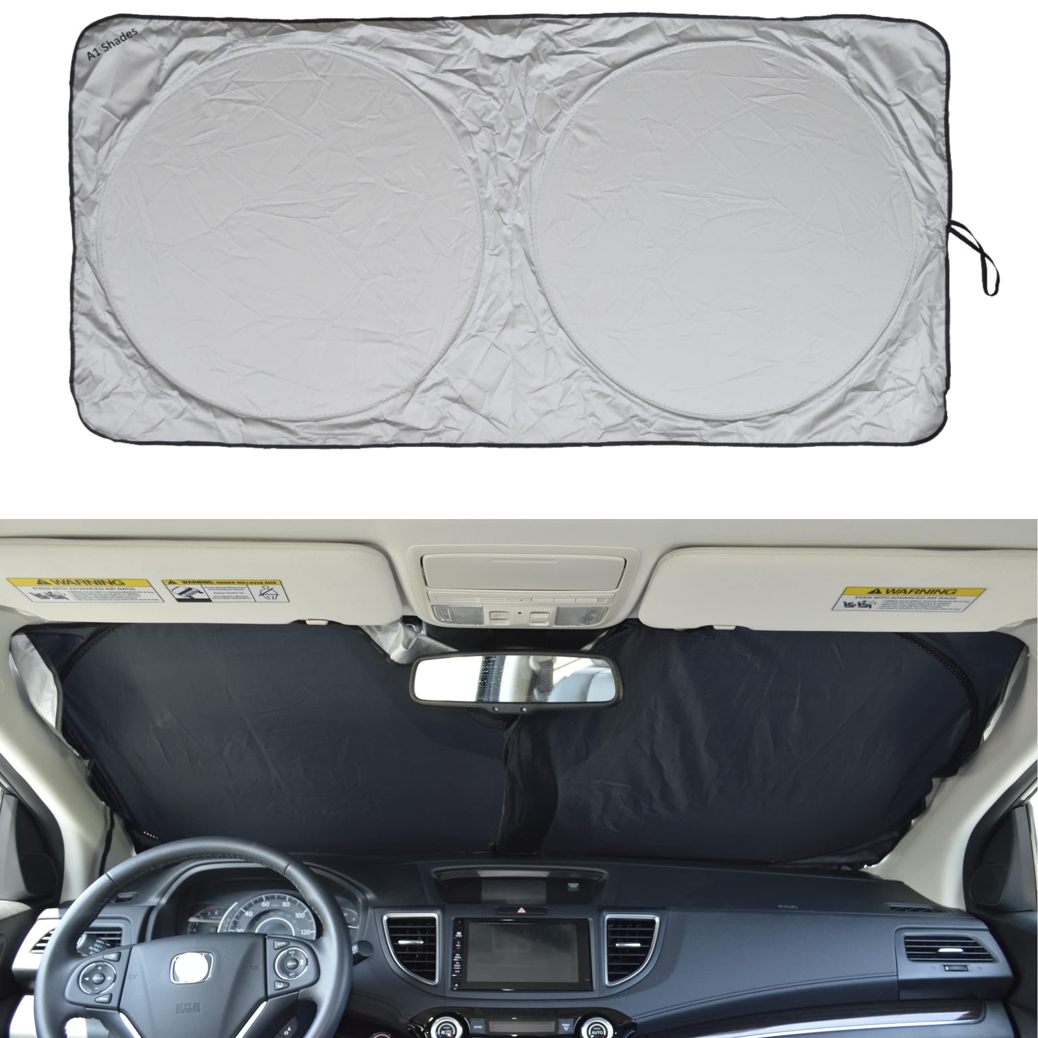 Car Windshield Sunshade with Storage Pouch by A1 Sun Shade Foldable Automotive Car Truck SUV Front Window Shield Blocker Visor Protector Cover for Interior Accessories for Heat Large