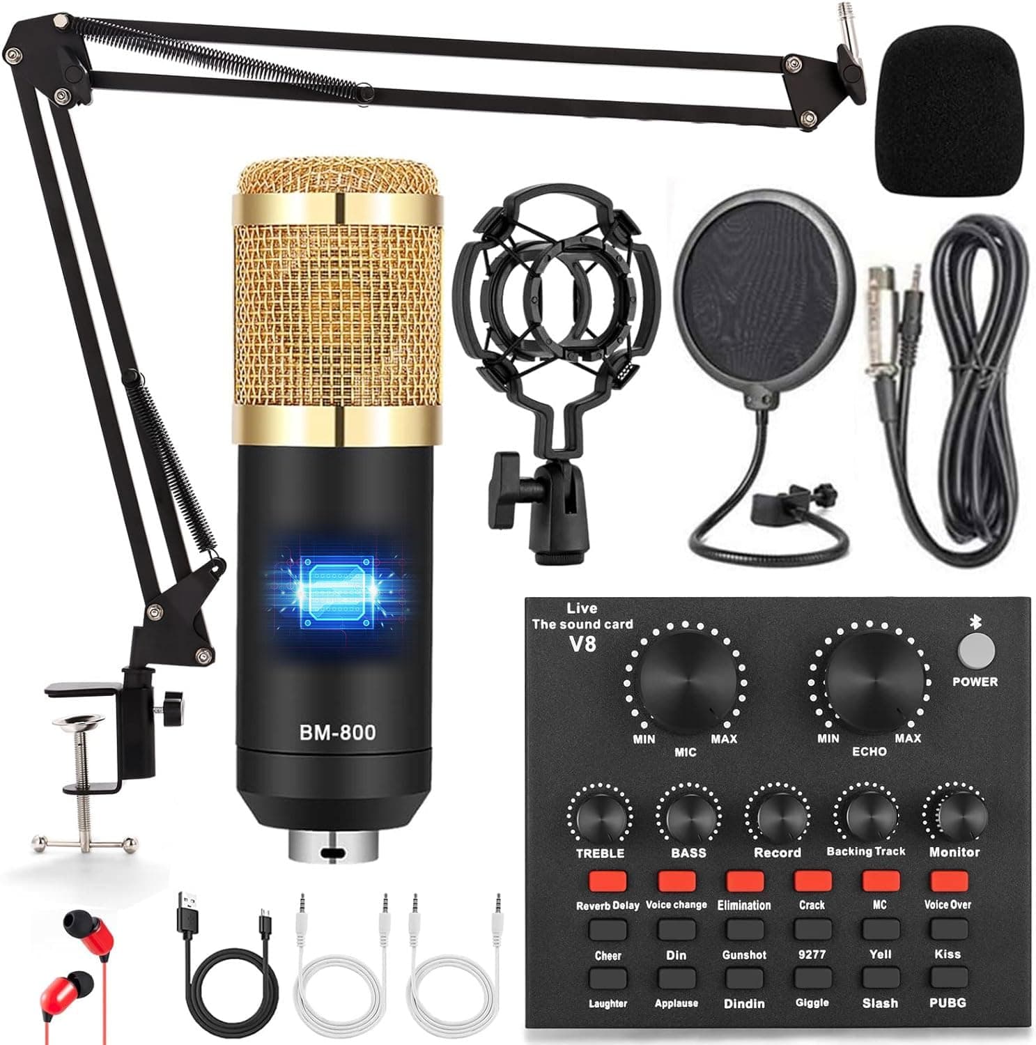 ALPOWL Podcast Equipment Bundle, Audio Interface with ALL in One Live Sound Card and Condenser Microphone, Perfect for Recording, Broadcasting, Live Streaming