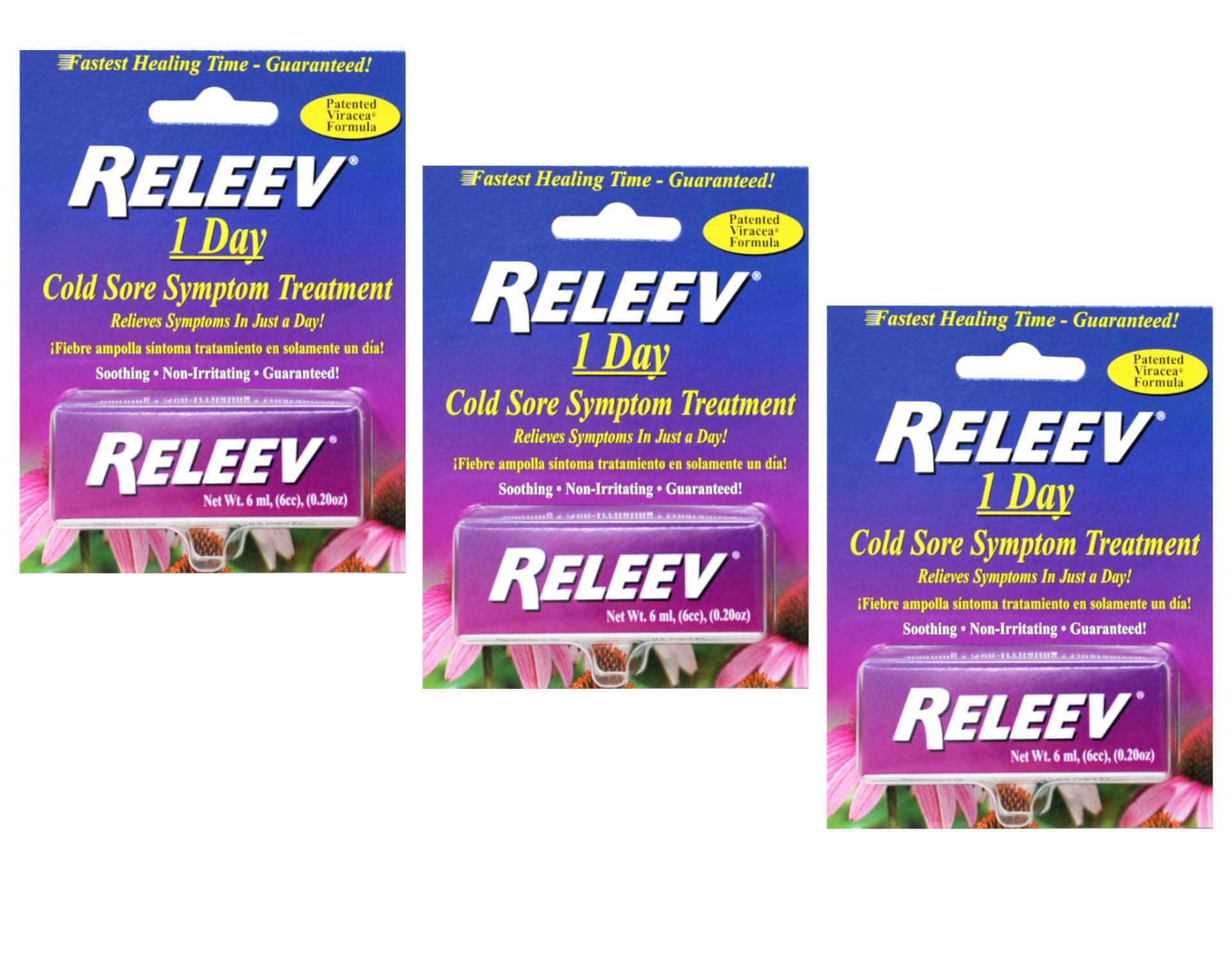 RELEEV 1 Day Cold Sore Symptom Treatment, 6 ML (Pack of 3)