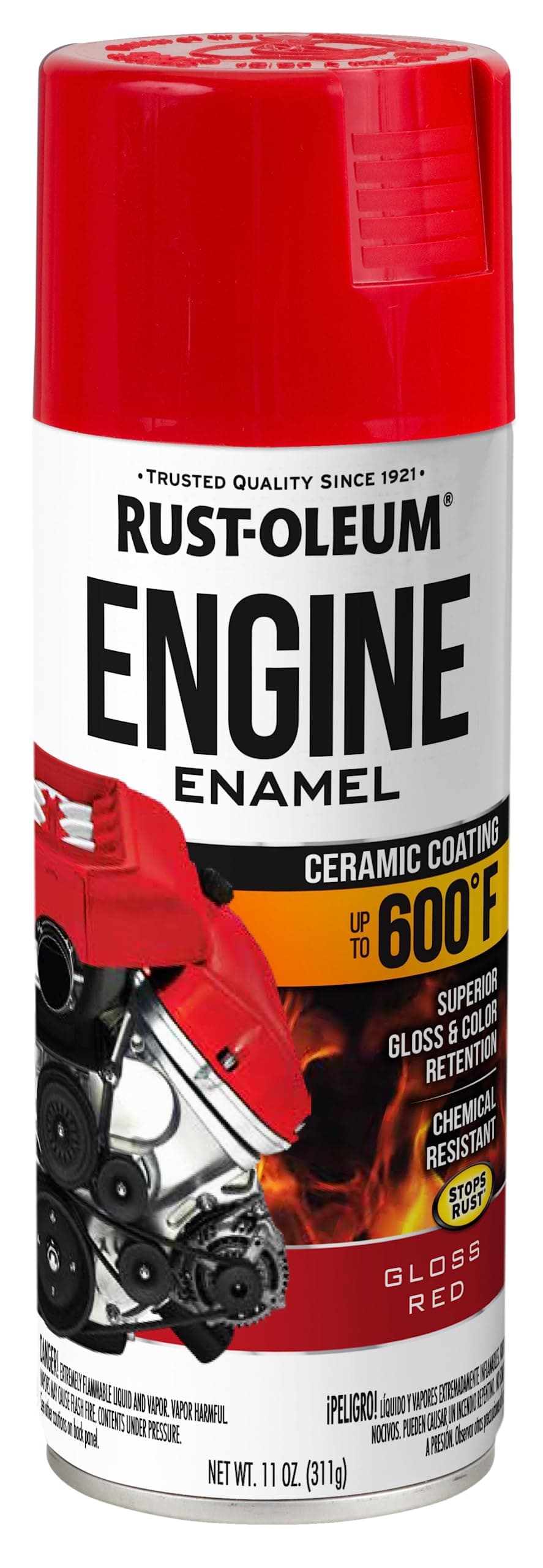 Rust-Oleum 363569 Engine Enamel Spray Paint, 11 oz, Gloss Red, (Pack of 1)