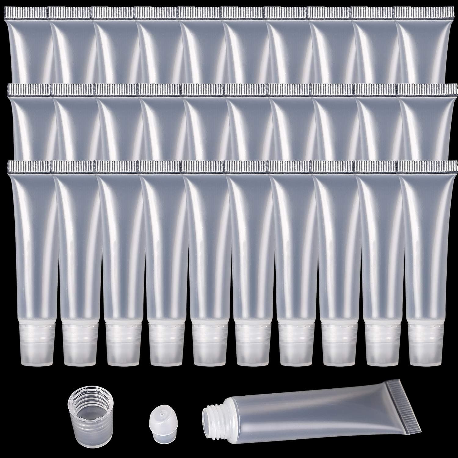 100 Pcs 10 ml Lip Gloss Balm Tubes Refillable Empty Tubes Clear Cosmetic Containers Soft Tube (10ML, 100)
