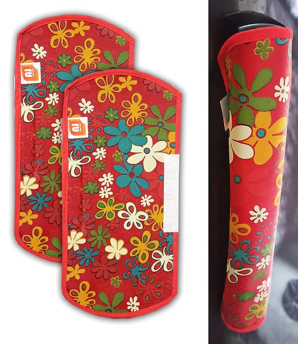 Aj Creations Multipurpose Fridge Handle Cover, Washable Refrigerator Fridge Handle Cover Cases Used for All Brands Single Door Top Door Double Door Safe and Shock Proof with Dirt Free (RED 1 Pair)