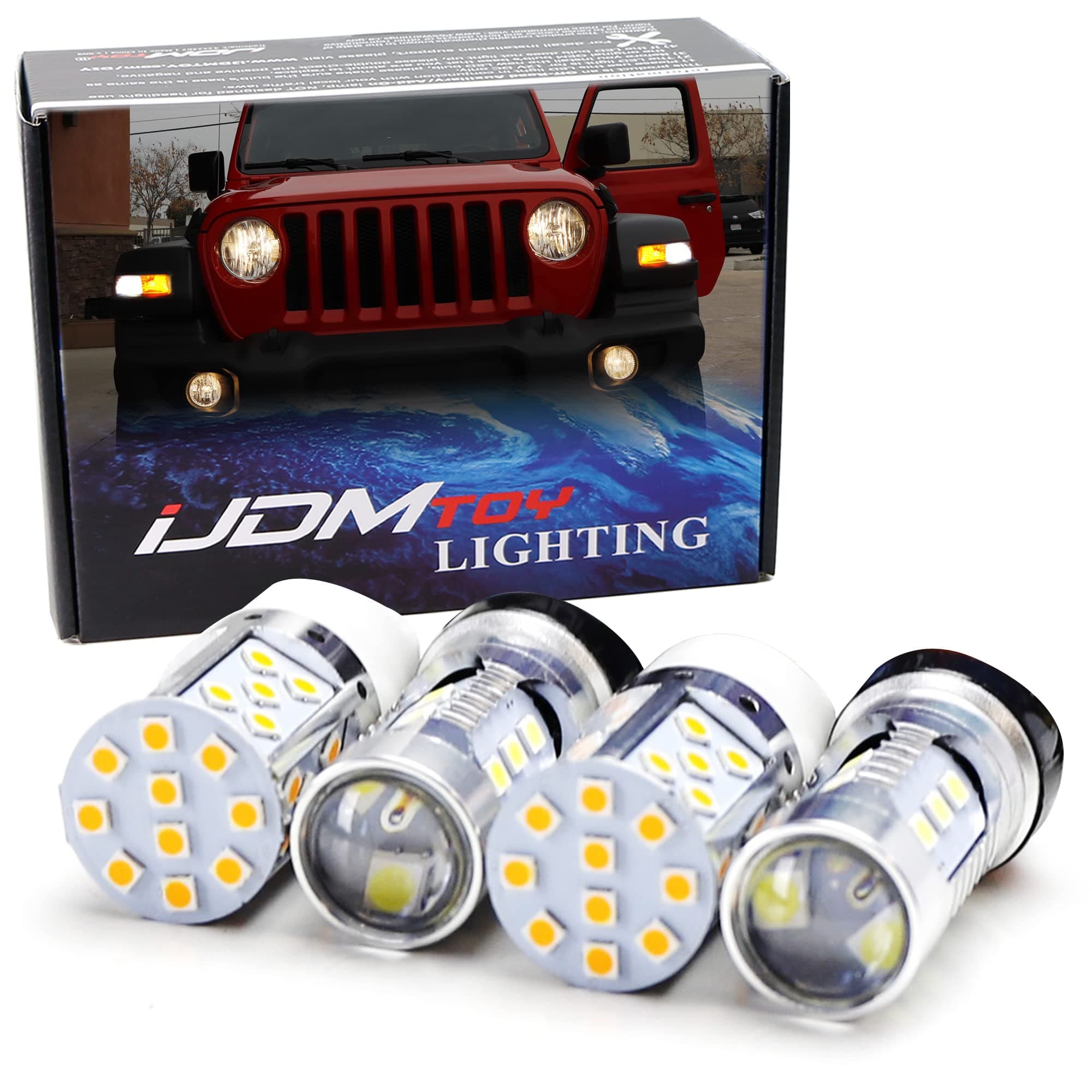 iJDMTOYComplete LED Daytime Running Light, Turn Signal Conversion Kit Compatible With Jeep 2018-up Wrangler JL Rubicon, Sahara w/Two Light Bulb DRL/Blinker Lamps (See 4th Pic)