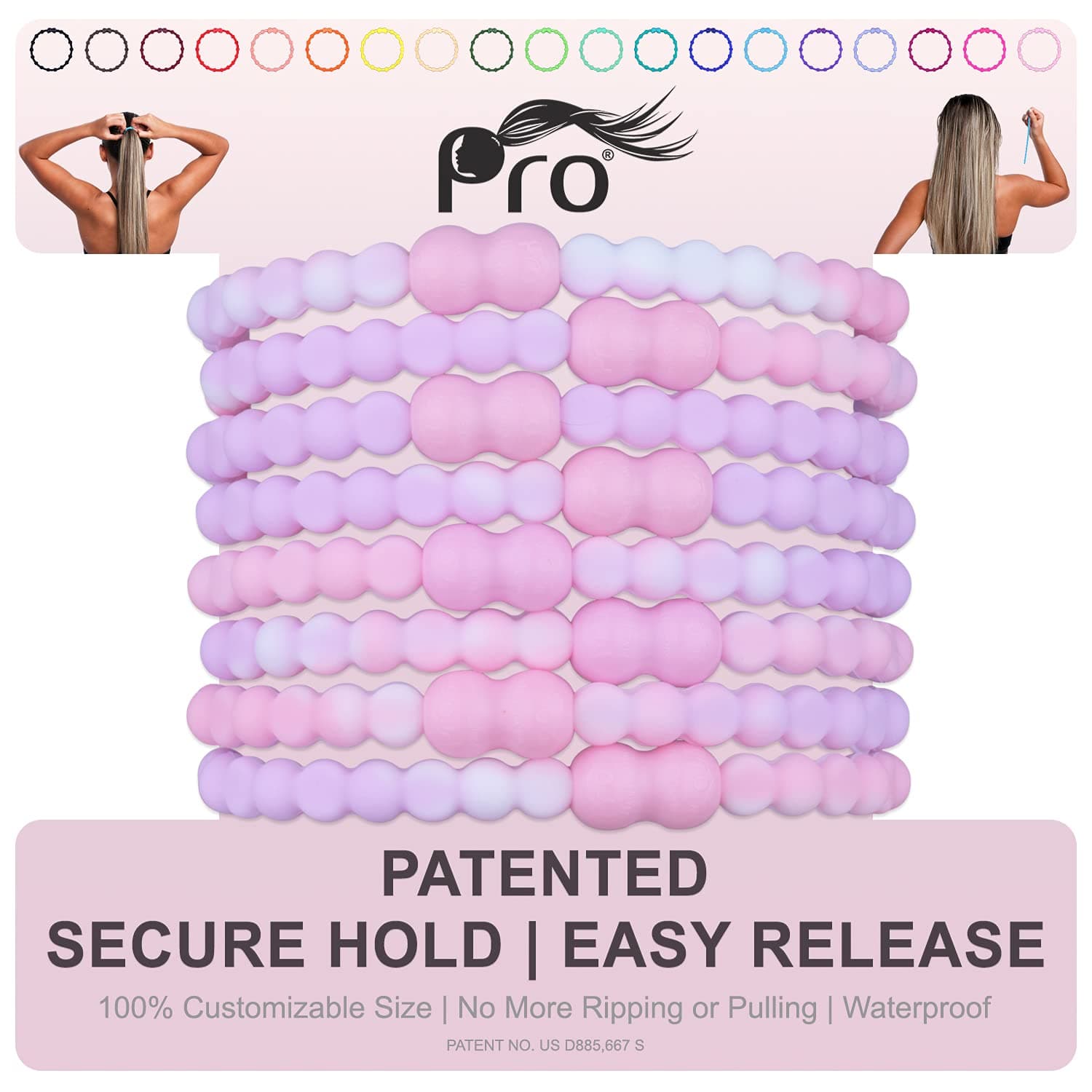 Hair Tie - Easy-Release Clasp - Secure Hold - No Damage - Great for ANY Active Lifestyle (Unicorn Pack of 8)