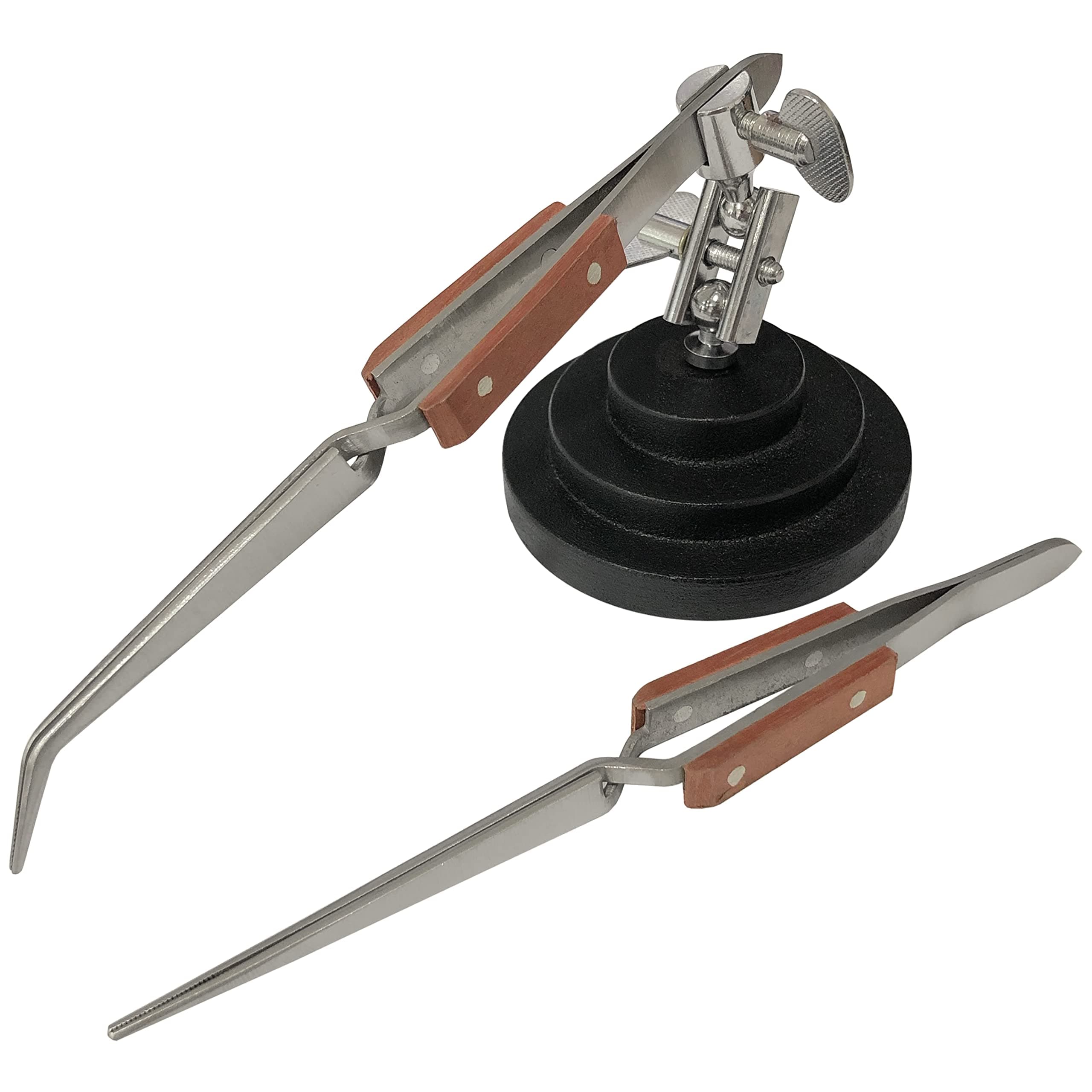 Jewellers Tools 3rd Hand Base Vice & 2 Angled : Adjustable Tweezer Soldering Craft Watch Set (300)