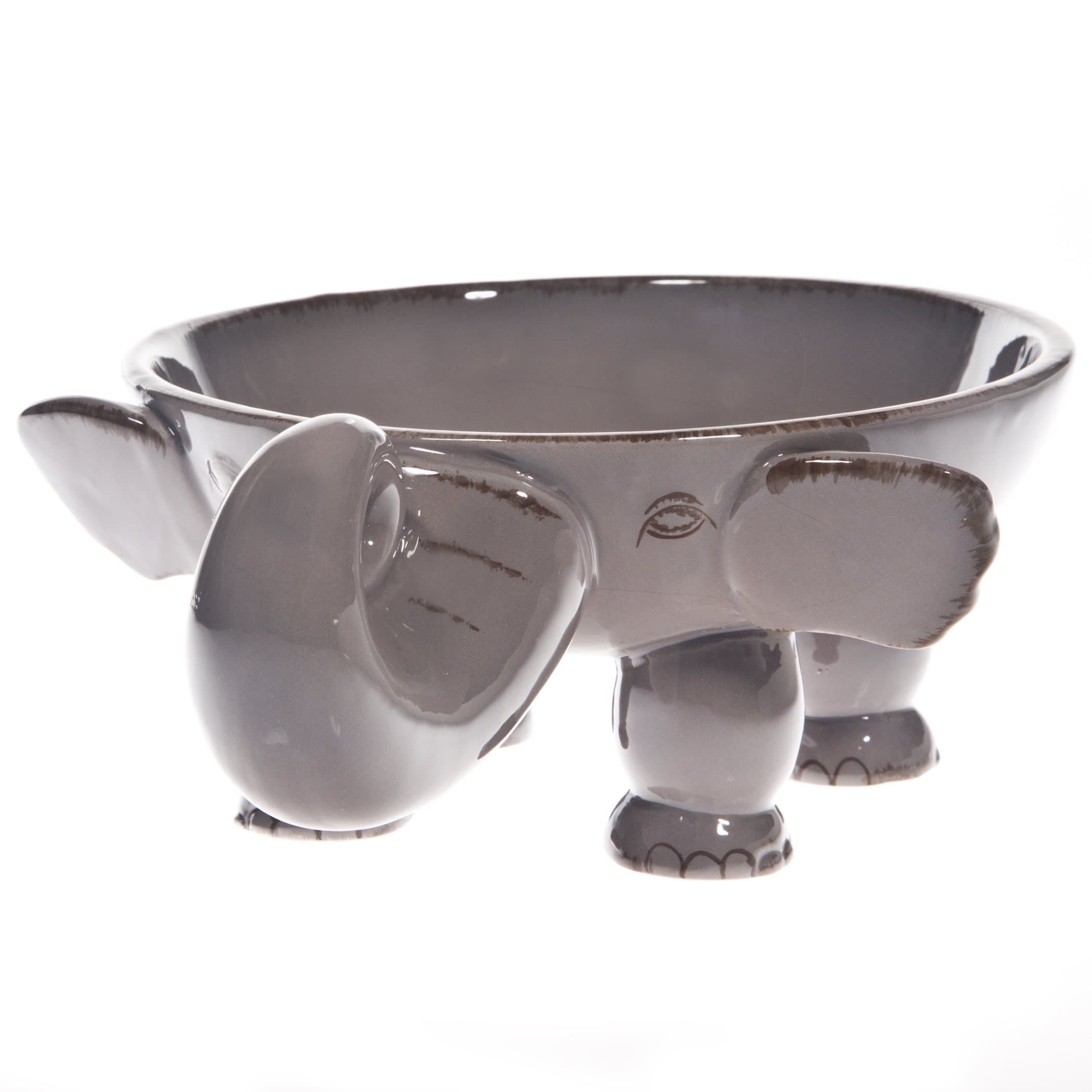 Home Essentials Home Essentials 8"d Elephant Bowl W/feet, Grey, Gray