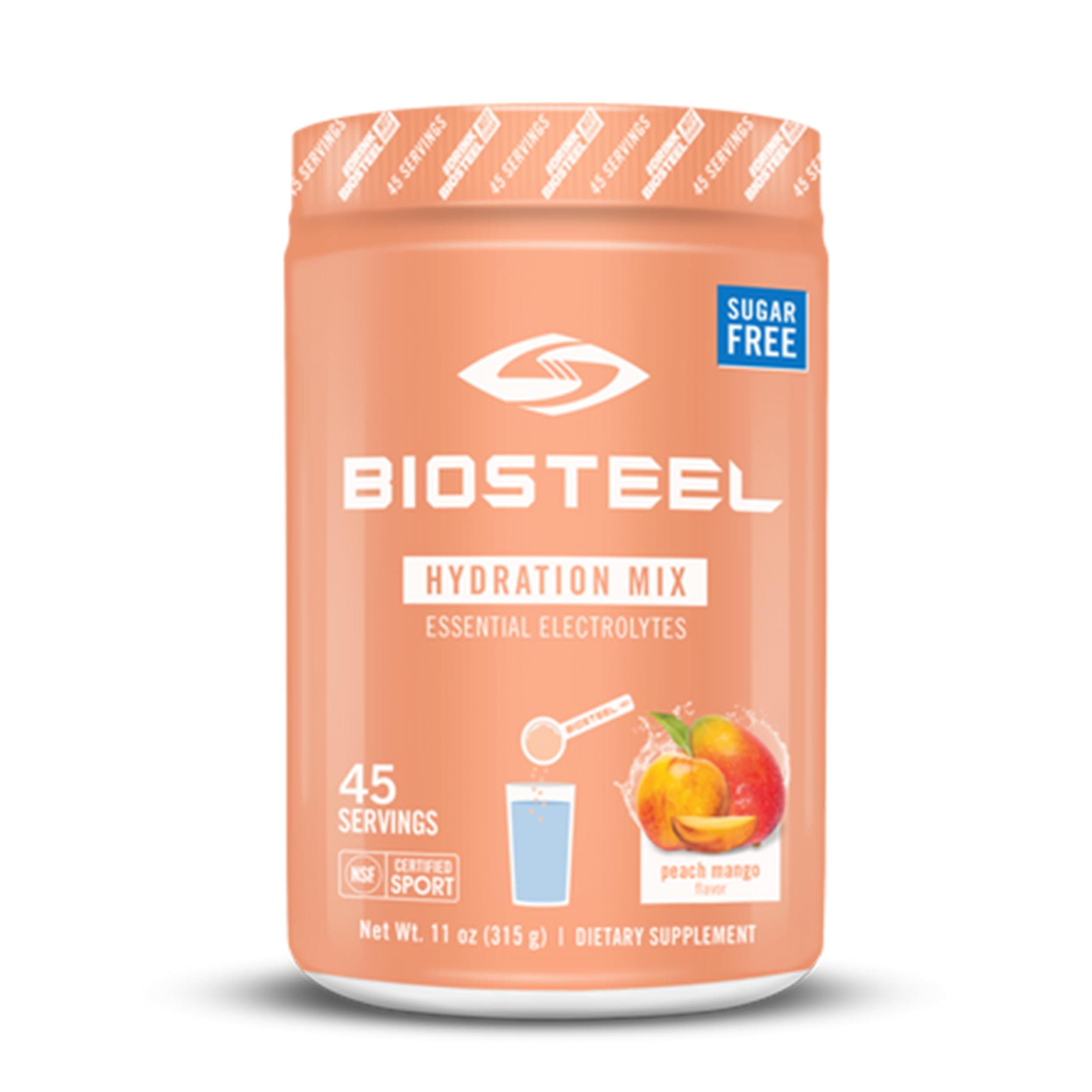 BioSteel Zero Sugar Hydration Mix, Great Tasting Hydration with 5 Essential Electrolytes, Peach Mango, 45 Servings per Tub