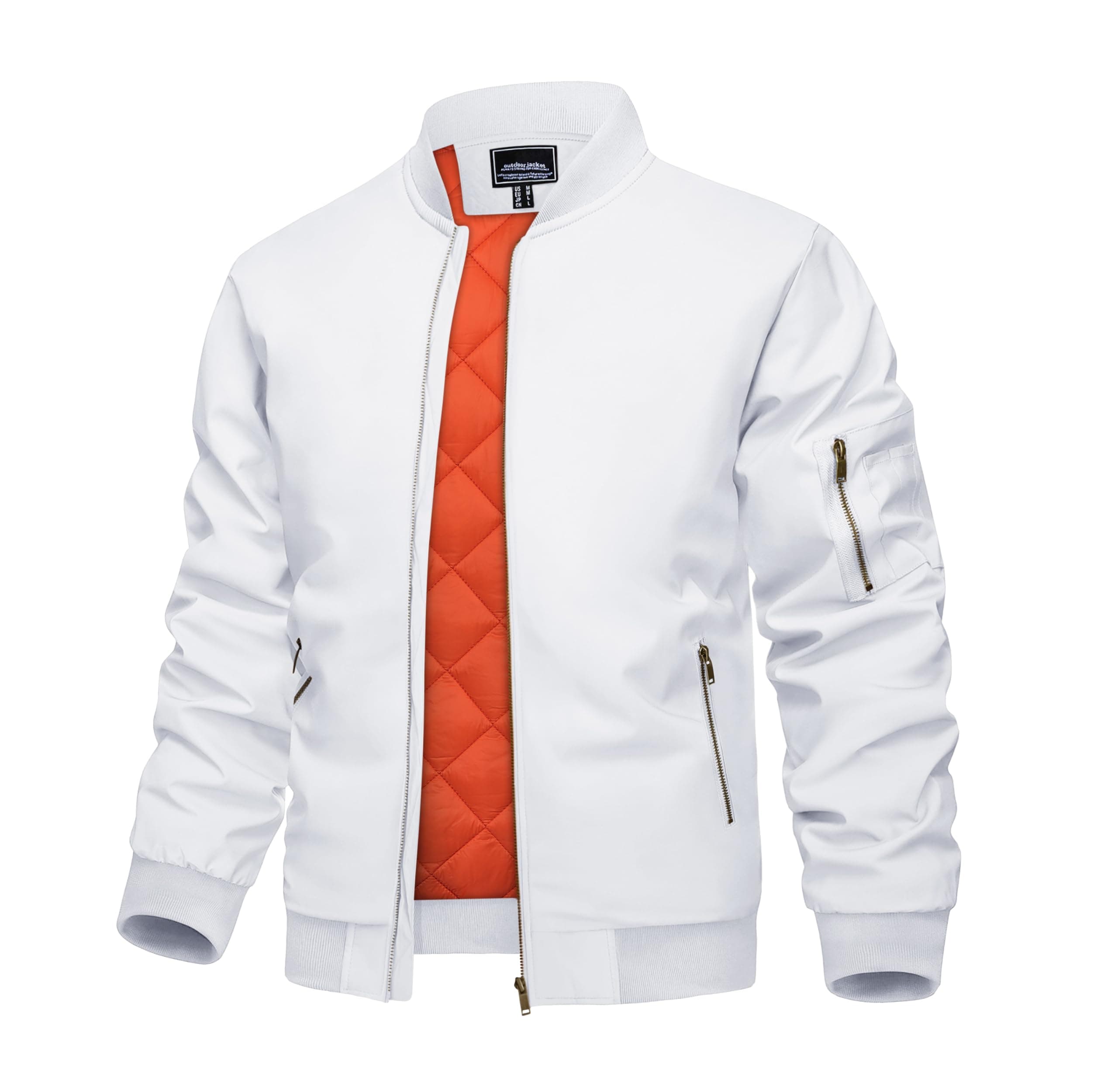 Men's Bomber Jackets Fall Winter Windbreaker Warm Jacket Full Zip Padded Casual Work Coats