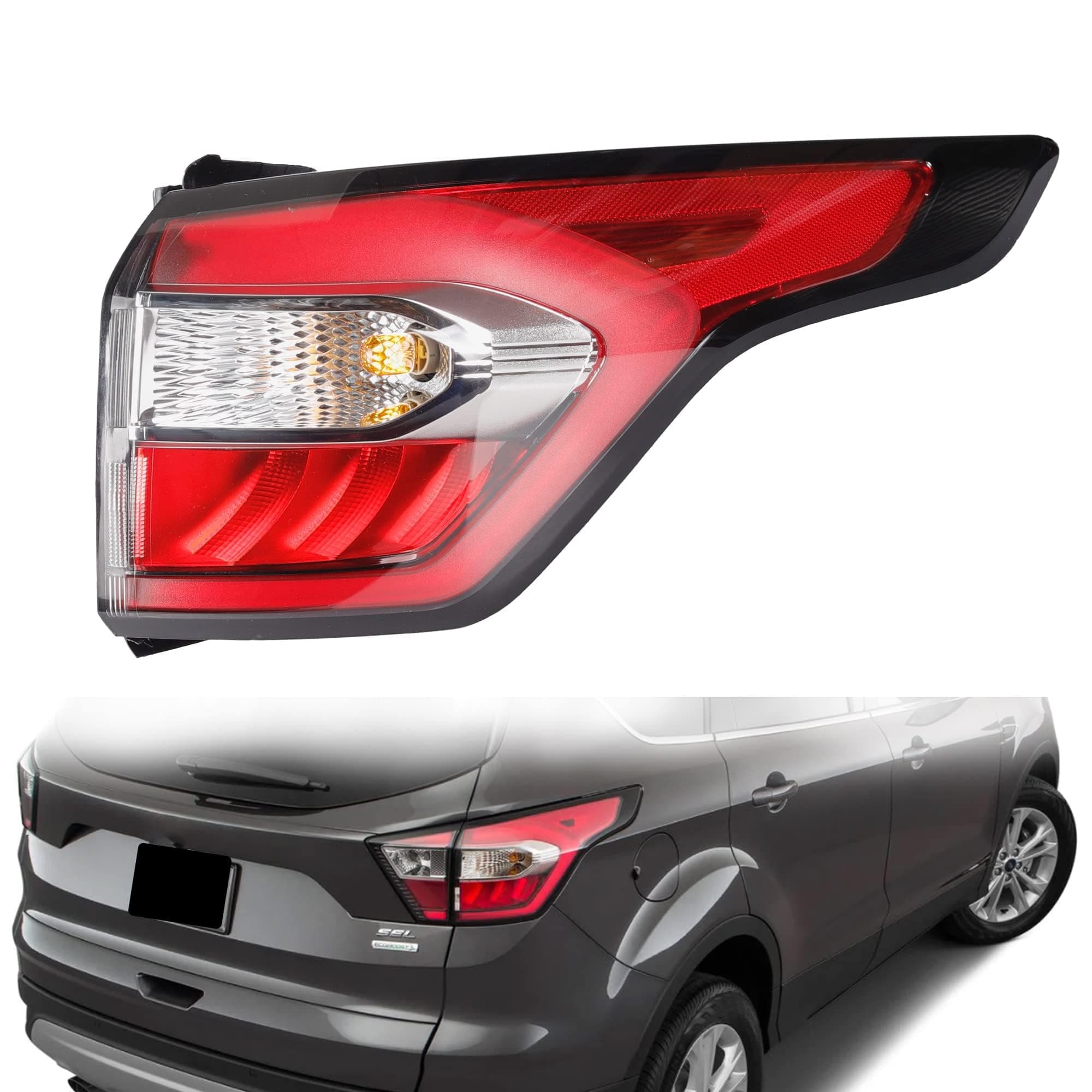 DasbecanRight Passenger Side Tail Light Assembly with Bulb Compatible with Ford Escape Kuga 2017 2018 2019 Brake Rear Lamp
