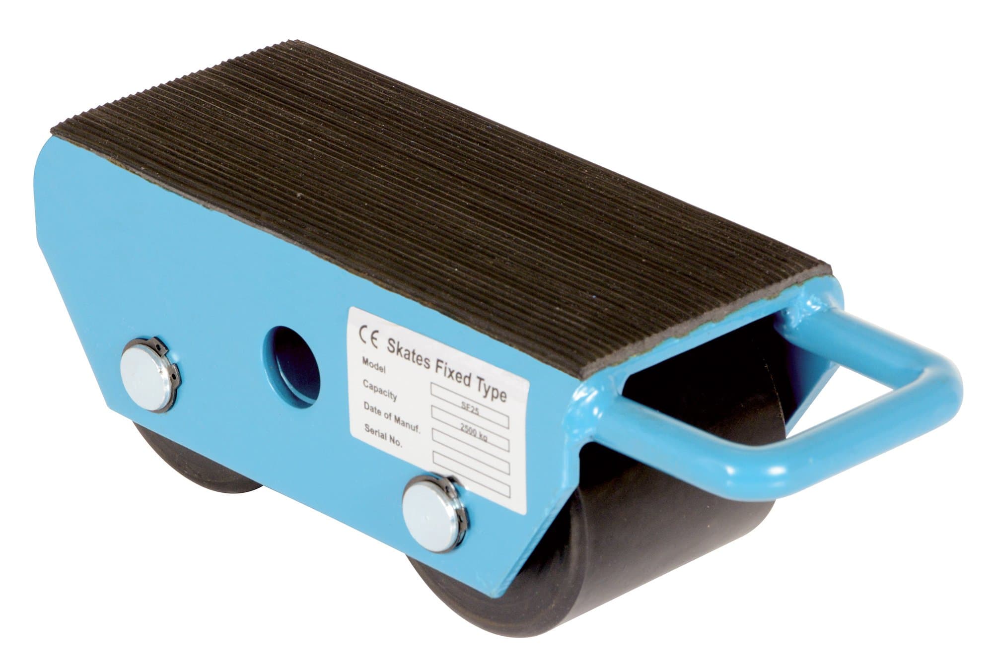 FMS-2.5 Fixed Machinery Skate with 2 Nylon Roller, Steel, 8-1/4" Rubber Surface Length, 4-3/4" Width, 4" Height, 2.5 Ton Capacity