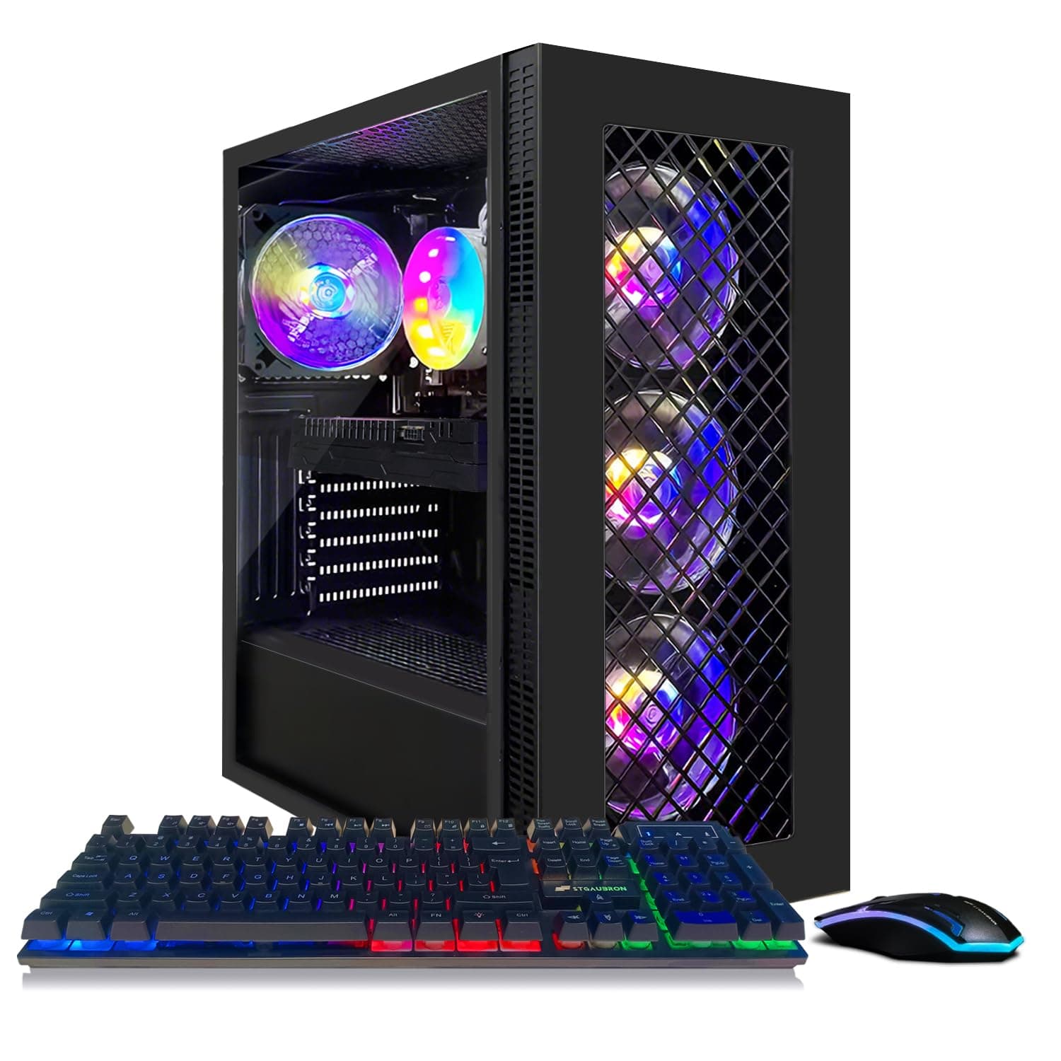 STGAubron Gaming PC Computer Desktop, Intel Core I7 8th Gen up to 4.1G, Radeon RX 5700 8G, 16G DDR4, 512G SSD, WiFi 6 & BT 5.2, RGB Fan x4, Windows 11 Home