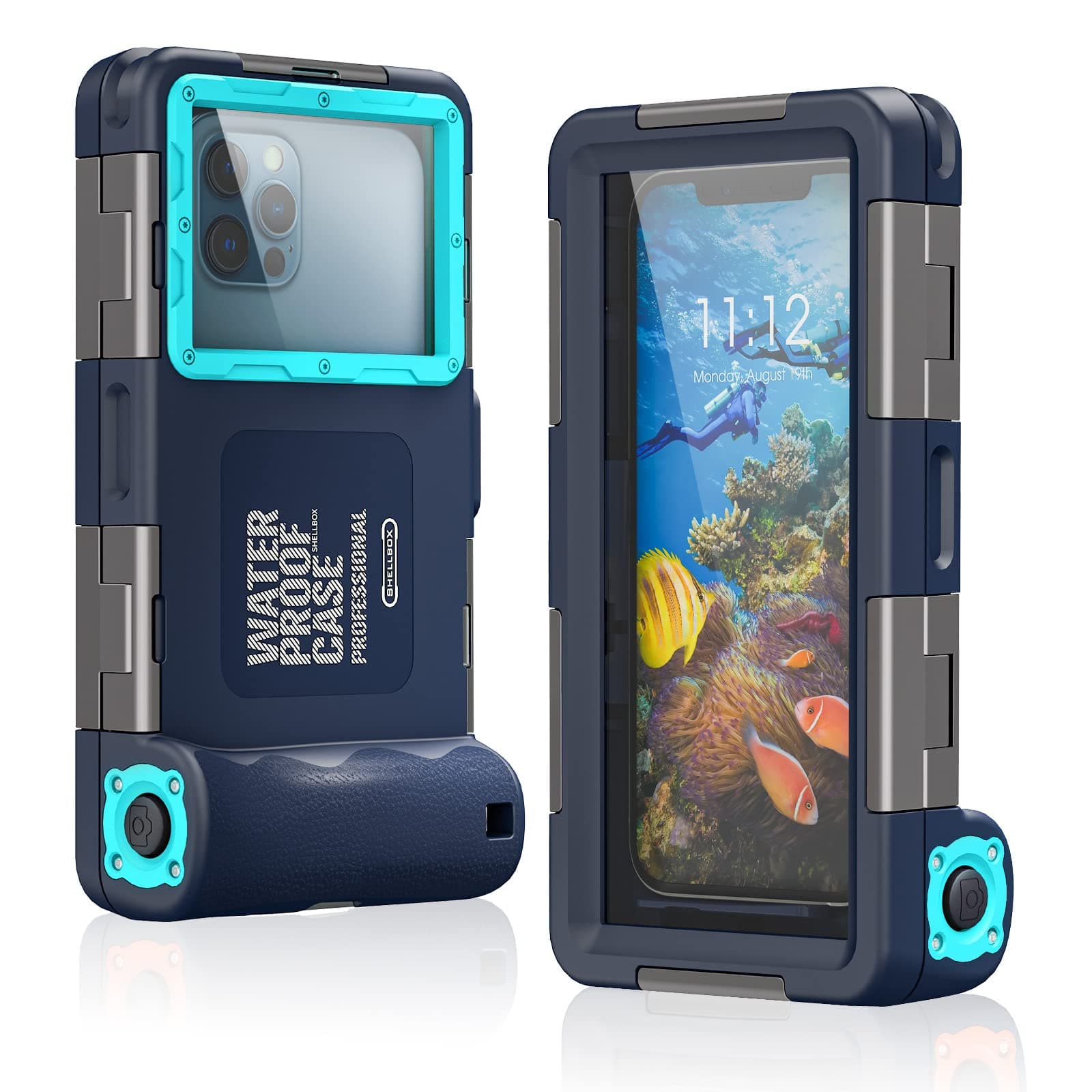 Diving Underwater Phone Case Comp iPhone 15/14/13/12 /11 Pro Max Mini Xr/X/Xs,for Samsung Galaxy S22/ S21/s20/s10 Ultra Plus Professional Cell Phone Waterproof Case (Blue)