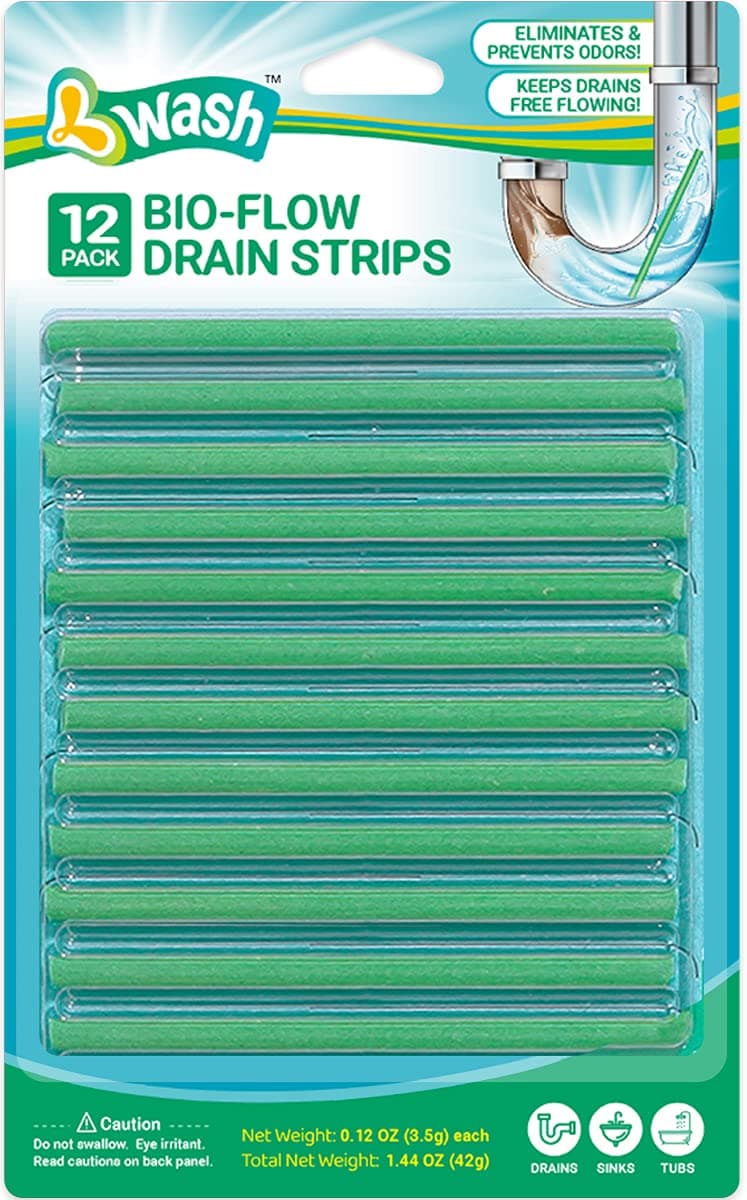 Bio-Flow Drain Strips - 12 Strips | Drain Cleaner & Odor Remover Drain Sticks