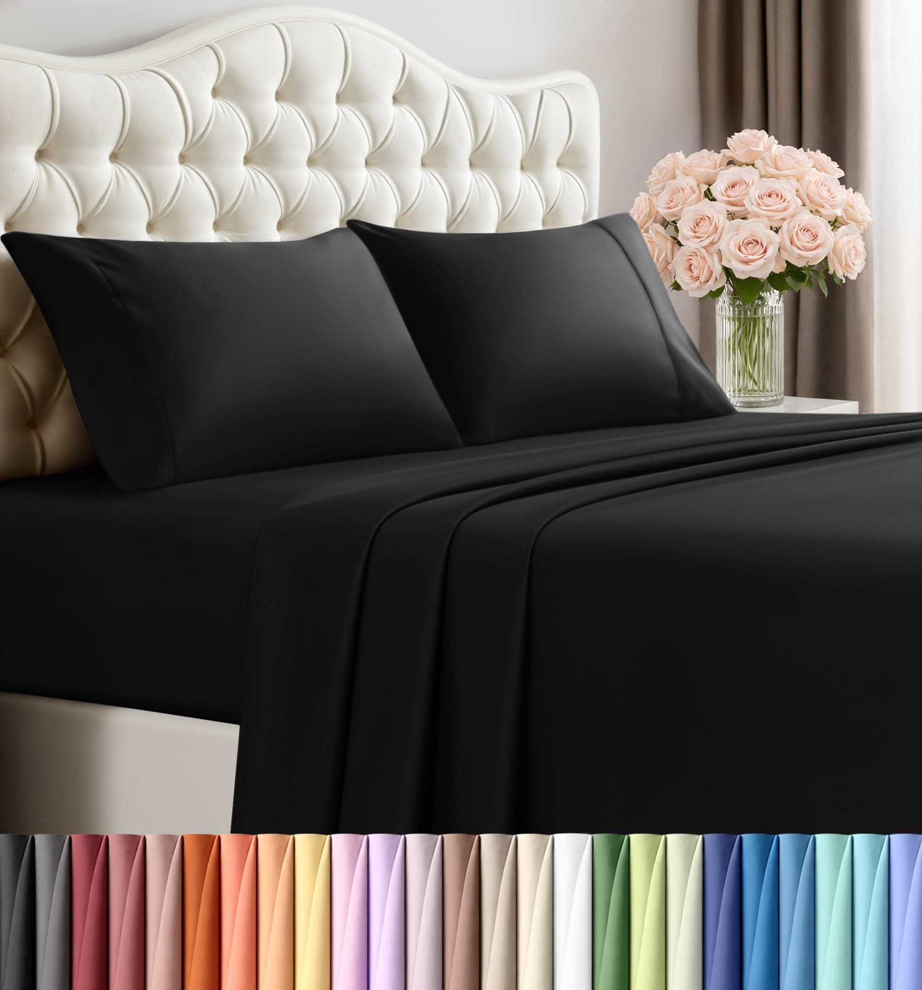 Utopia Bedding King Bed Sheets Set - 4 Piece Bedding - Brushed Microfiber - Shrinkage and Fade Resistant - Easy Care (King, Black)