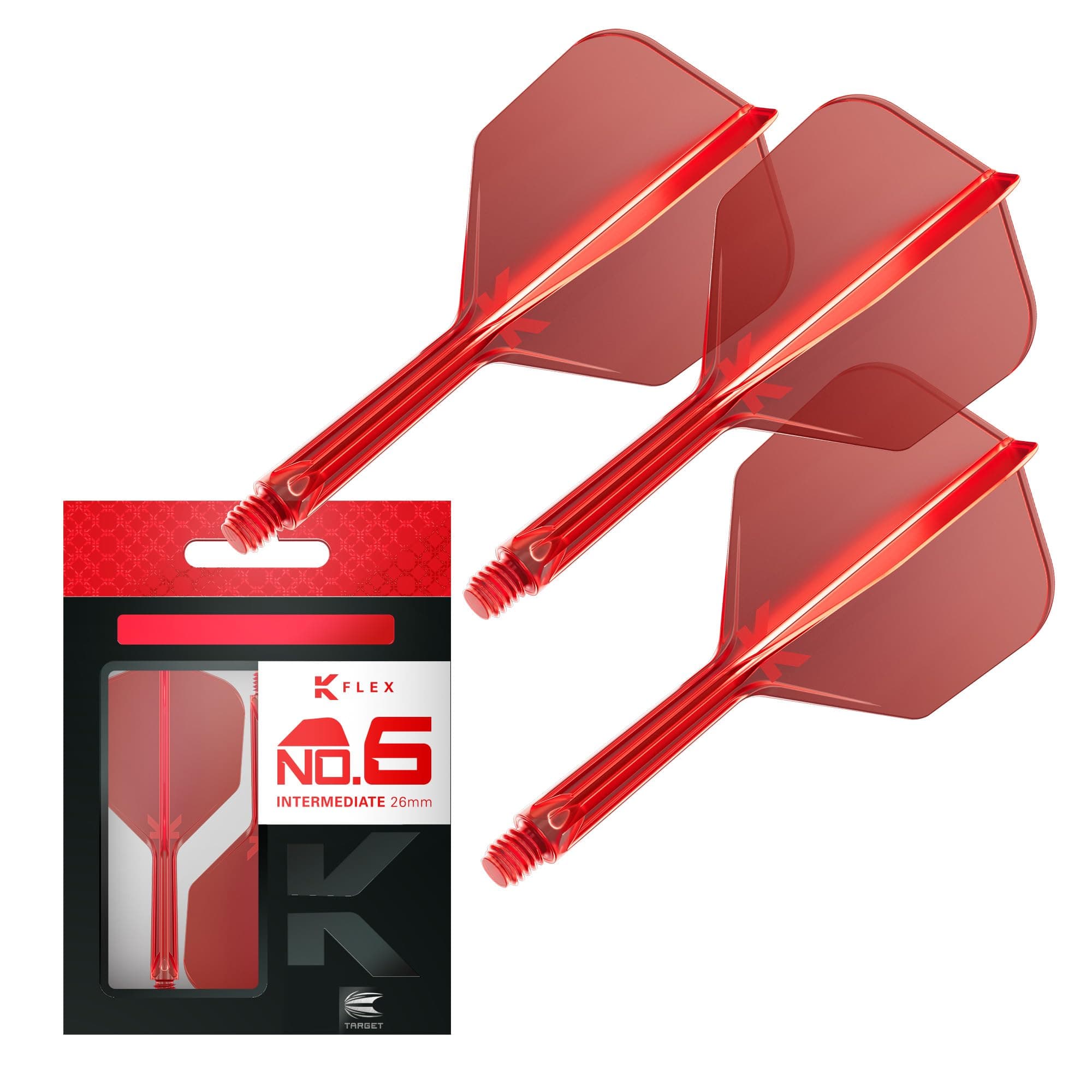 K Flex Integrated Dart Flight and Shaft, No.6 | Pack of 3 K-Flex - No 6, Kflex Precision Moulded 2-in-1 Dart Flights and Dart Stem | Professional Dart Accessories